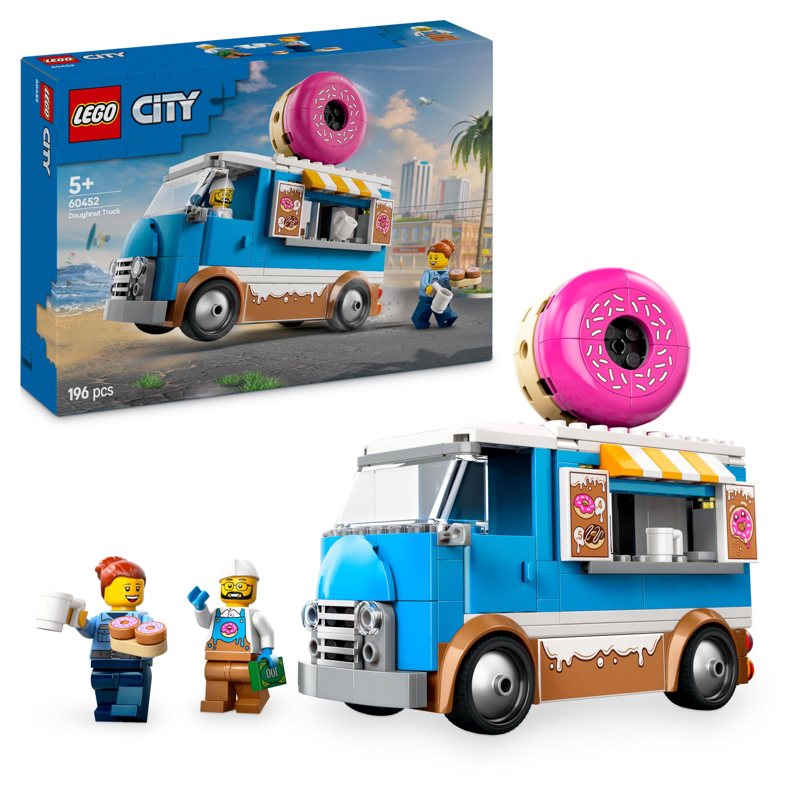LEGO City Donut Truck Toy with 2 Minifigures - Building Set for 5+ Year Olds 1