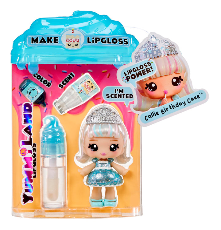 Yummiland Callie Birthday Cake - Scented DIY Lipgloss Doll with Customizable Fashion & Accessories