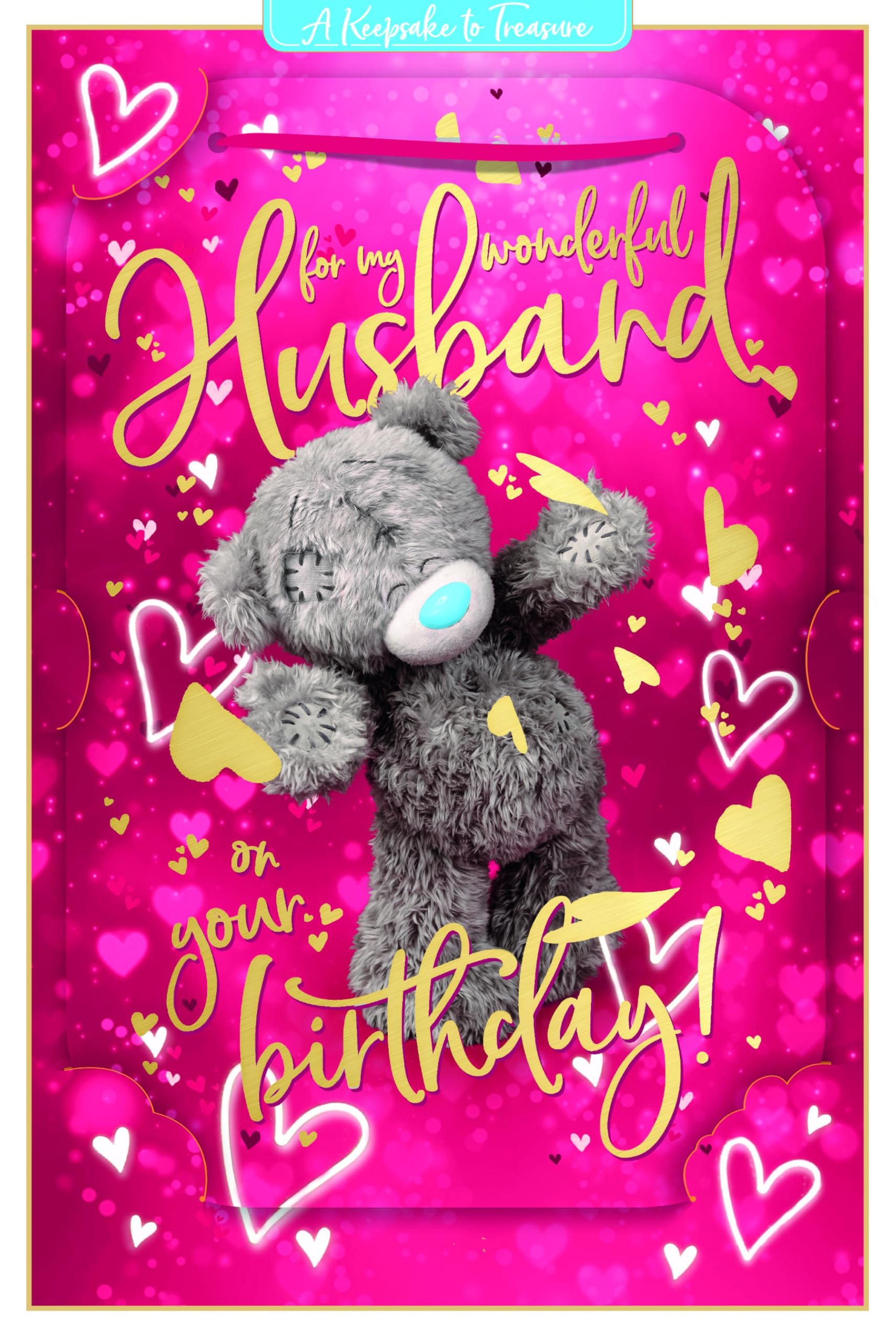 Me To You Tatty Teddy 3D Birthday Keepsake Card for Wonderful Husband | 6x9 Inches