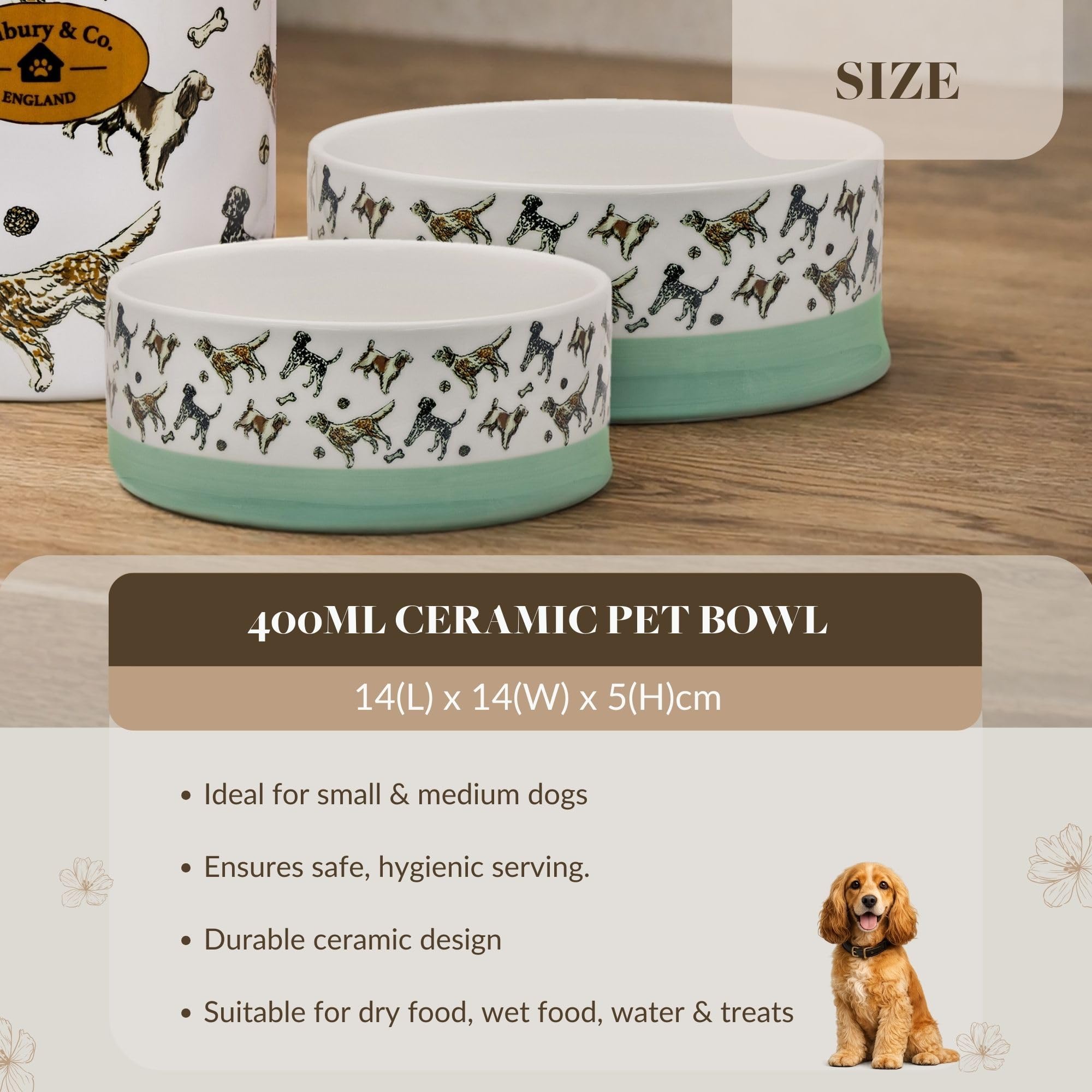 Banbury & Co Ceramic Dog Bowl - 400ml | Blue | Dishwasher Safe 2