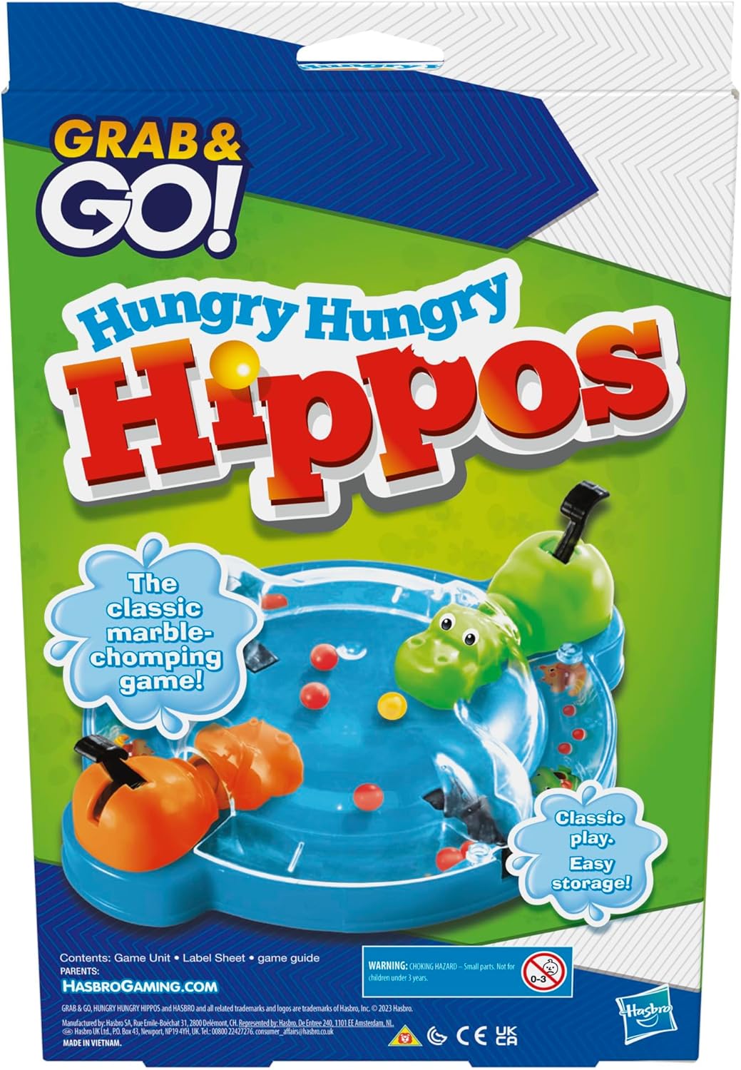 Hasbro Gaming Hungry Hungry Hippos Grab and Go Reisespiel für 2 Spieler 5