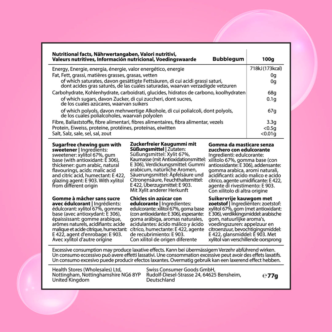 PUR Gum - Natural Bubblegum Flavoured Sugar-Free Chewing Gum (55 Pieces, Pack of 3)