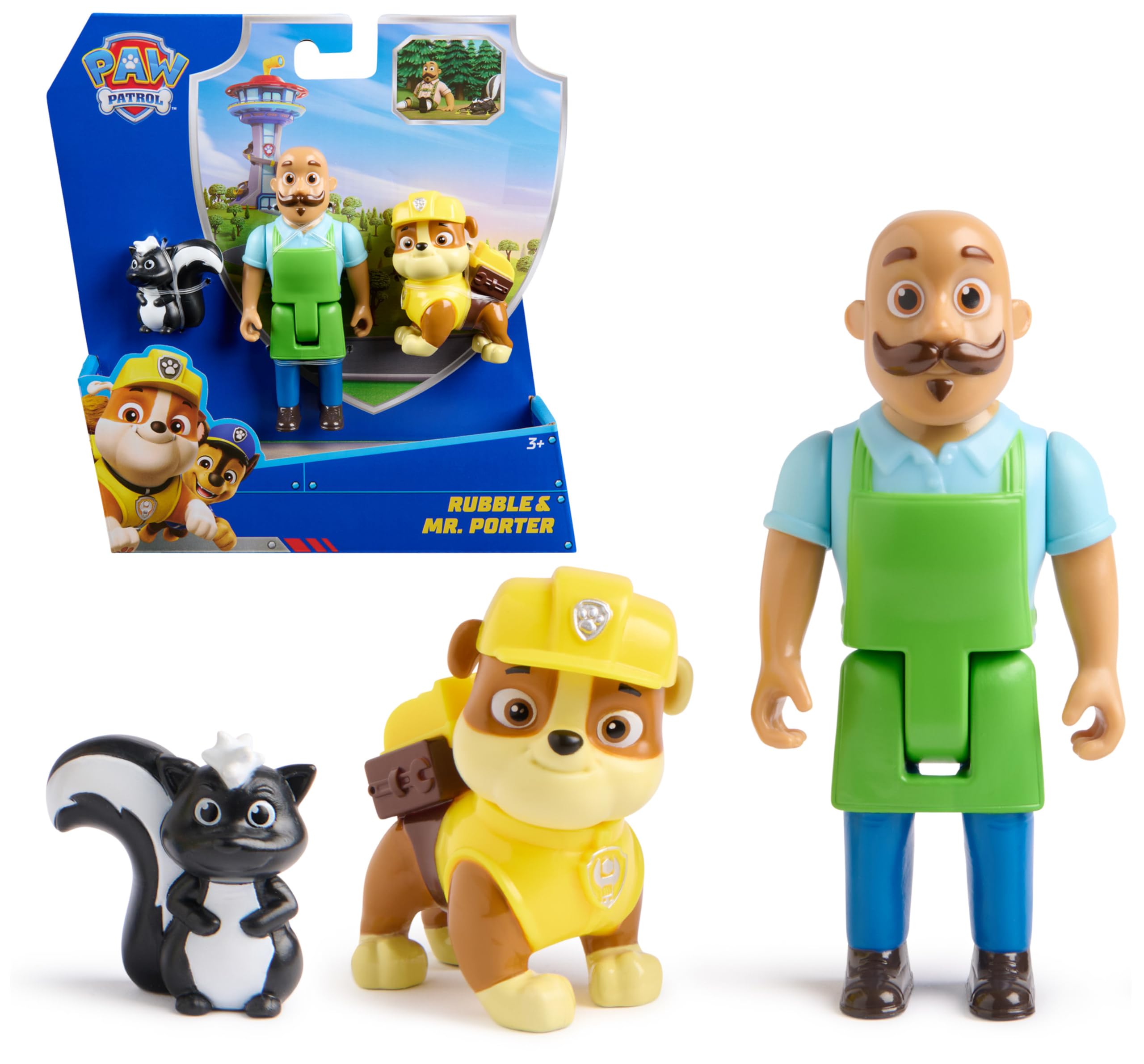 Paw Patrol Rubble & Mr. Porter Action Figure 3-Pack with Skunk Toy | Ages 3+ 1