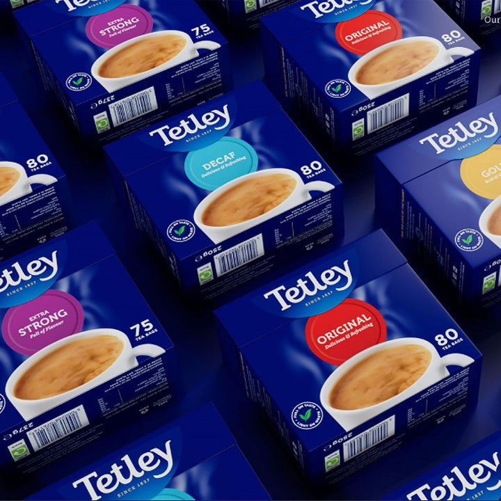 Tetley Extra Strong Black Tea Bags - 450 Bags (6 x 75) - Bold Assam Blend, Rainforest Alliance Certified