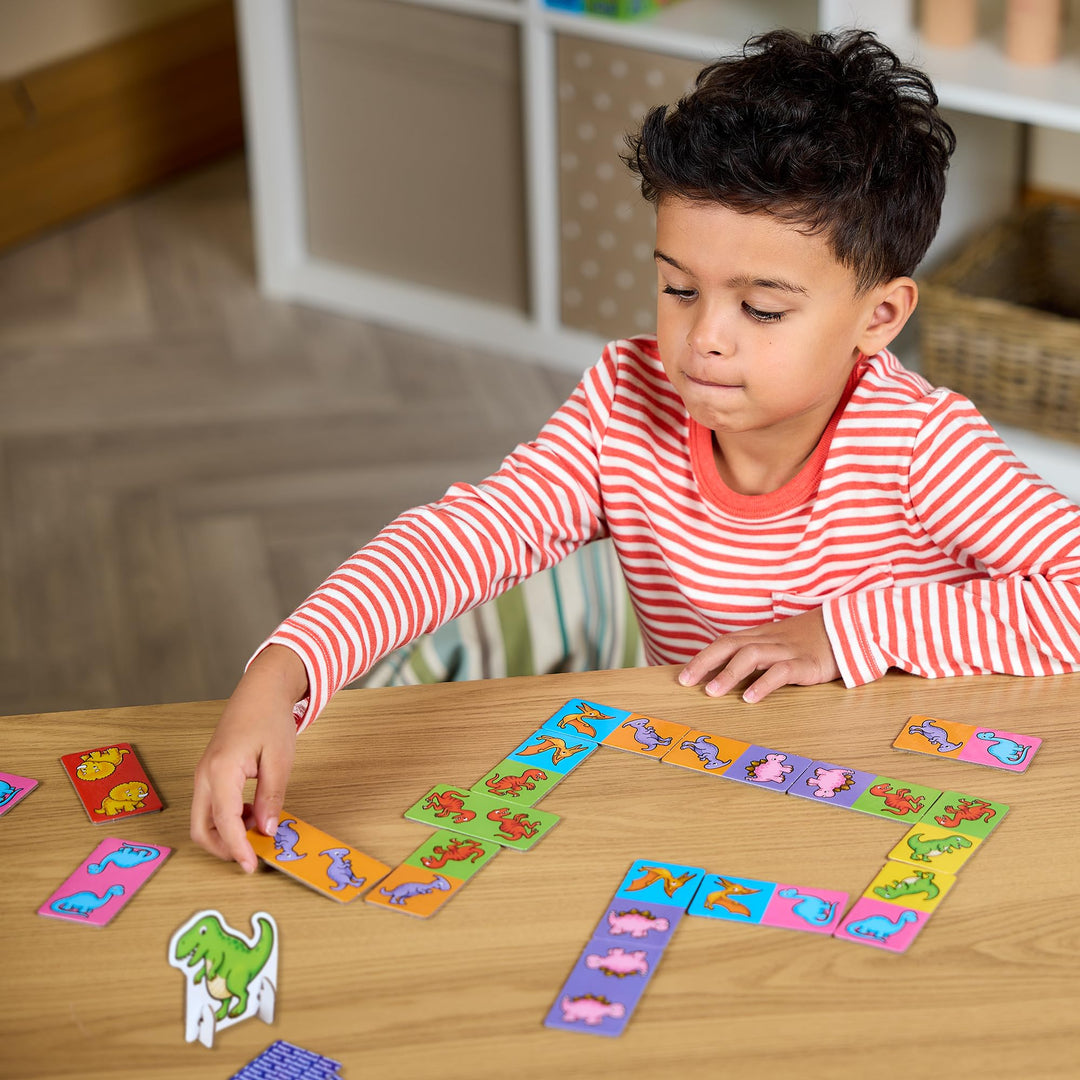 Orchard Toys Dinosaur Dominoes Mini Game, Compact Travel Dominoes for Kids