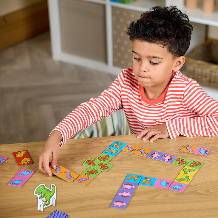 Orchard Toys Dinosaur Dominoes Mini Game, Compact Travel Dominoes for Kids