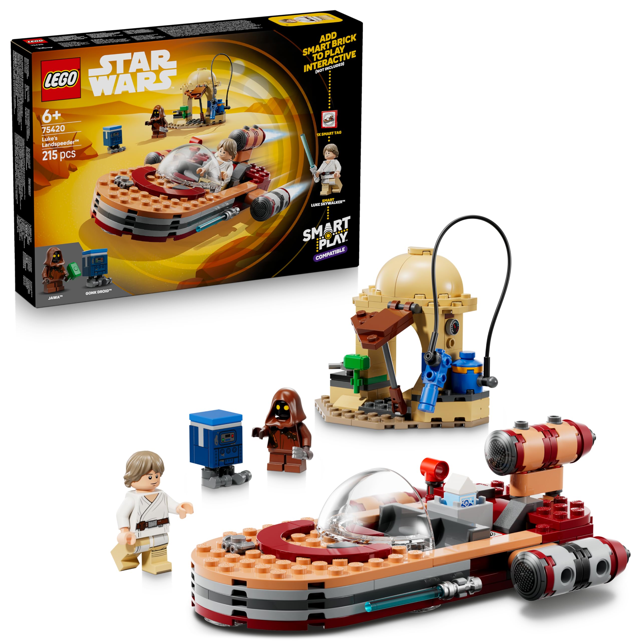 LEGO Star Wars 75420 SMART Play: Luke's Landspeeder Compatible Playset | Ages 6+ 1