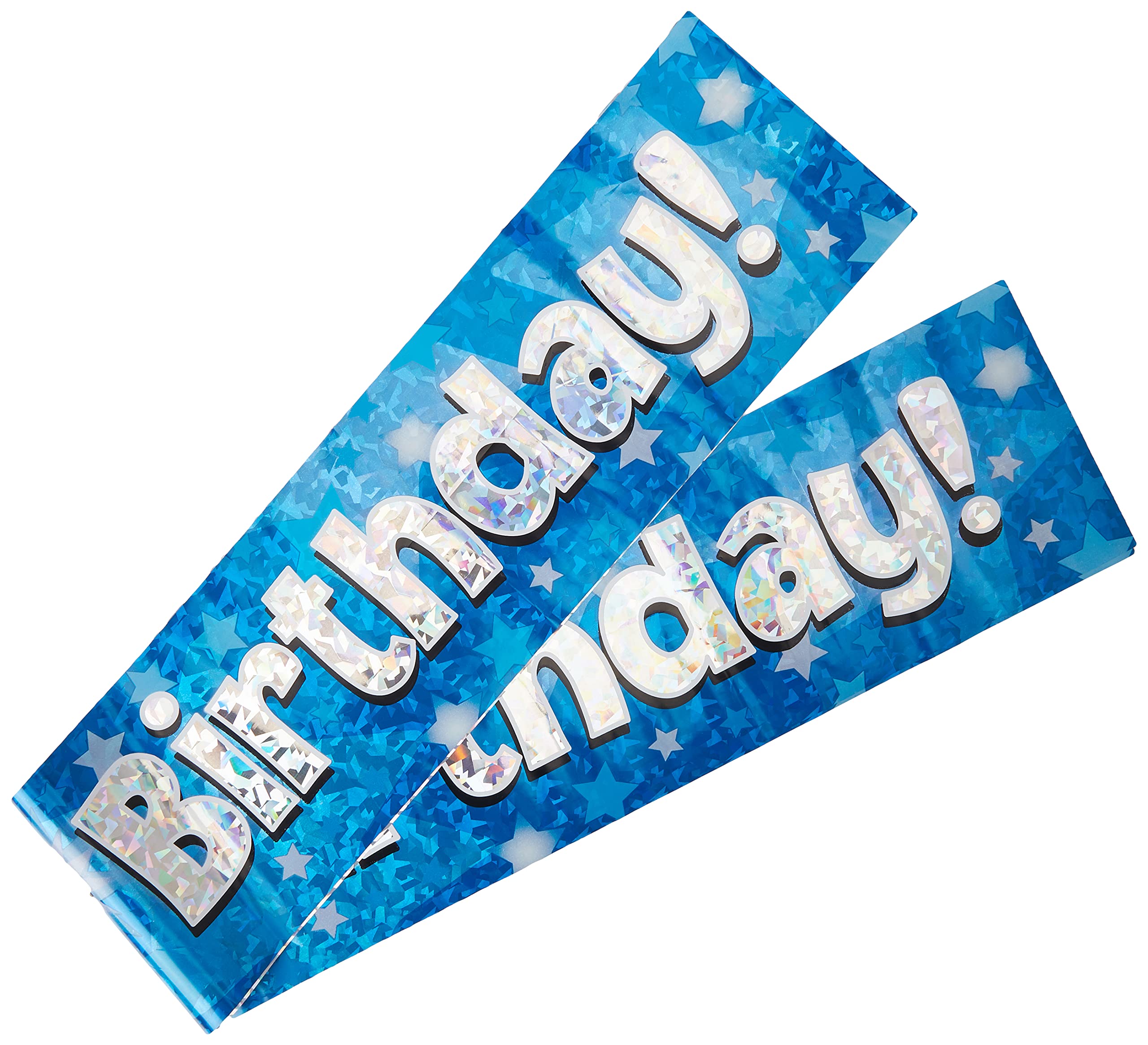 OakTree 13th Sparkling Fizz Birthday Banner - 9ft Blue Holographic | Lightweight