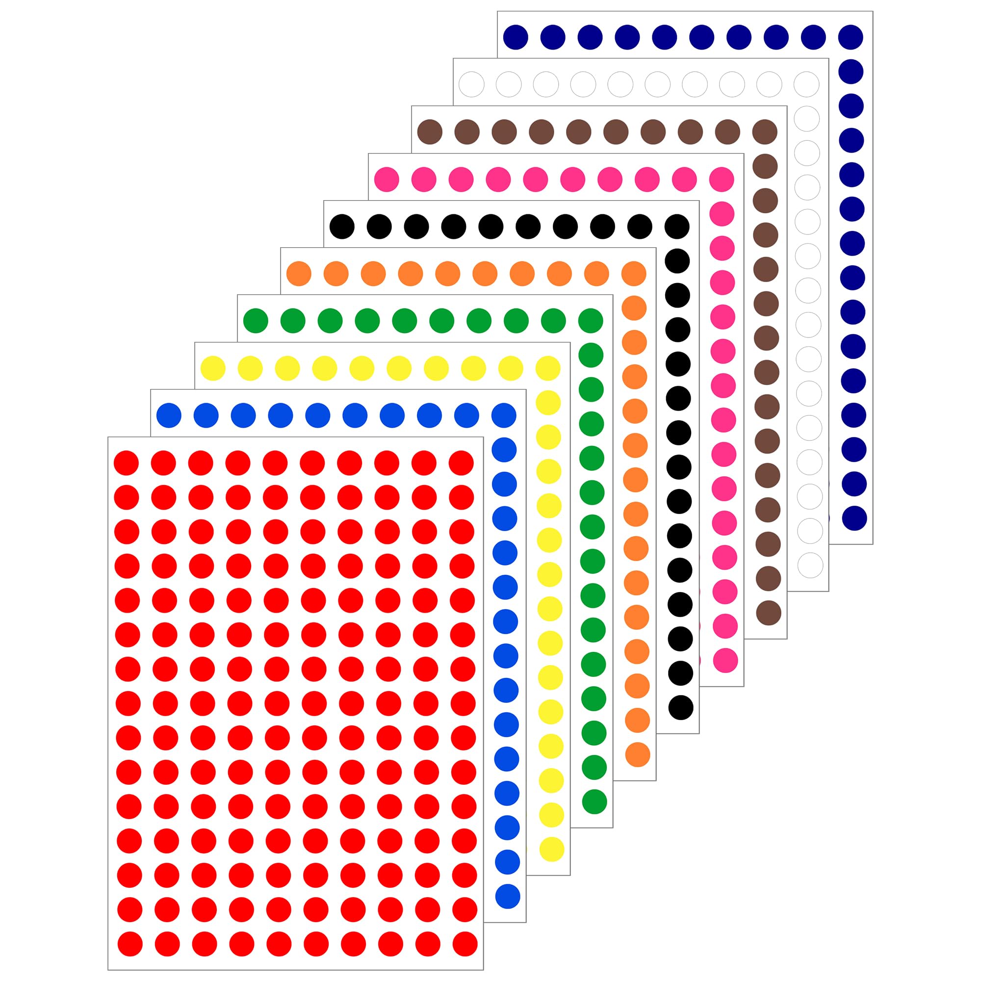 iSOUL Colour-coding Labels - 3000 Pack Round Dot Stickers | 10 Assorted Colours | 10mm 1
