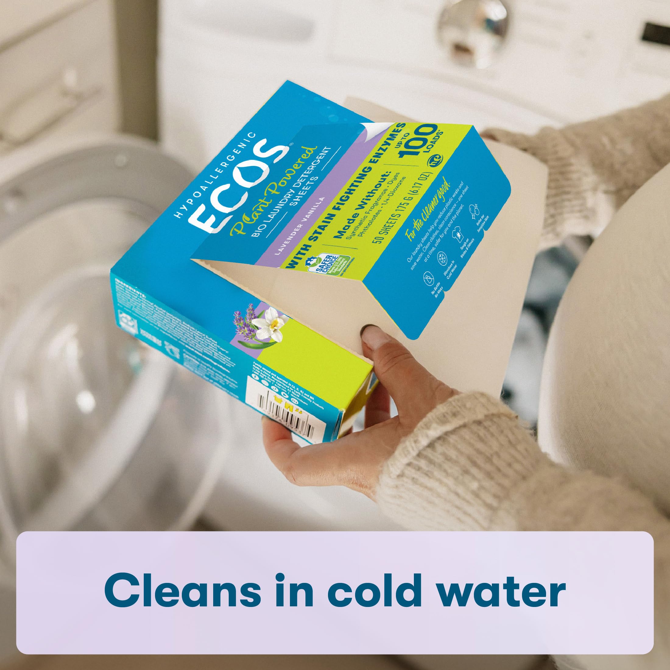 ECOS Hypoallergenic Laundry Detergent Sheets - Fragrance-Free, 50 Count 3