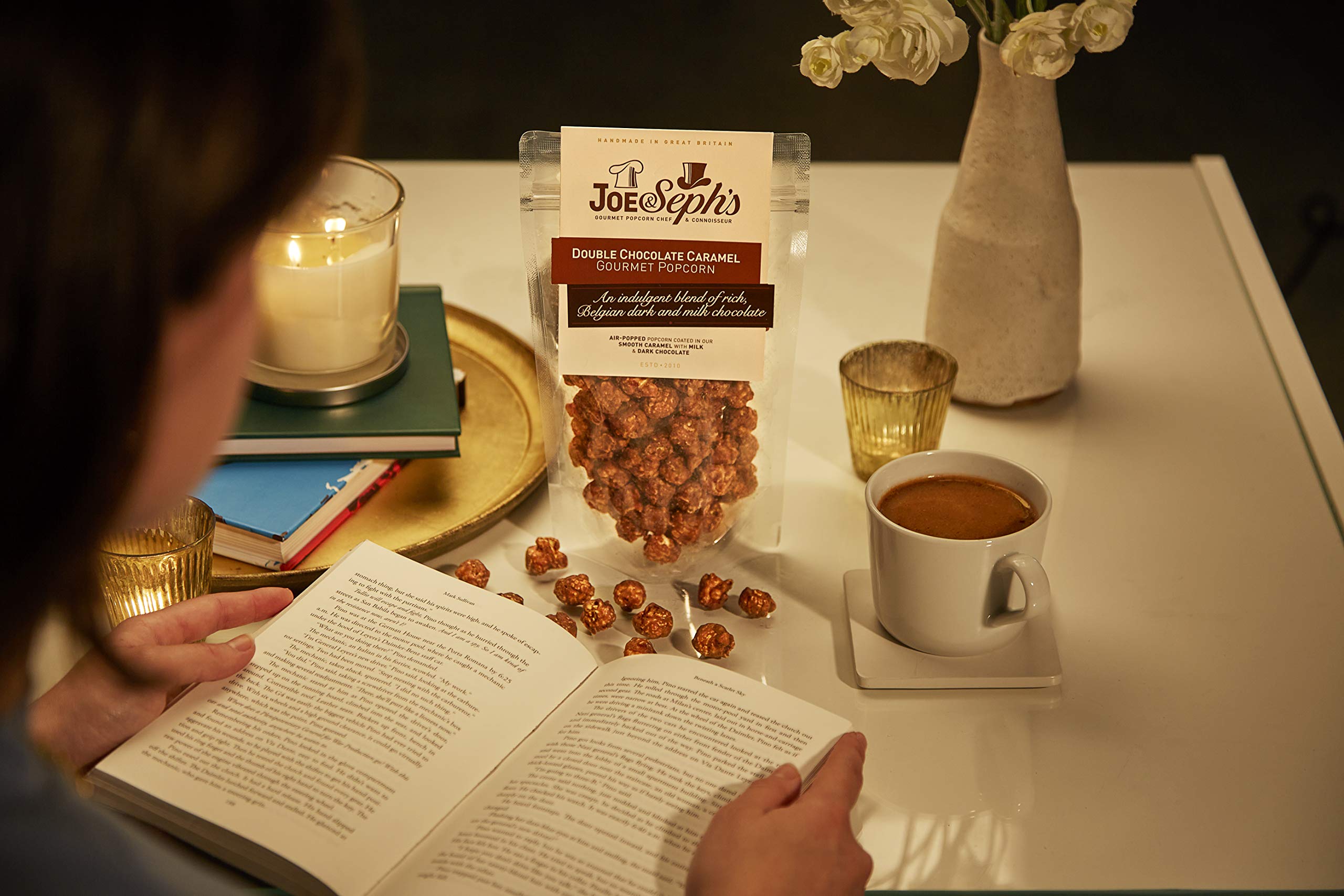 Joe & Seph's Belgian Chocolate Caramel Popcorn - Handmade Air-Popped Snack, 75g 3