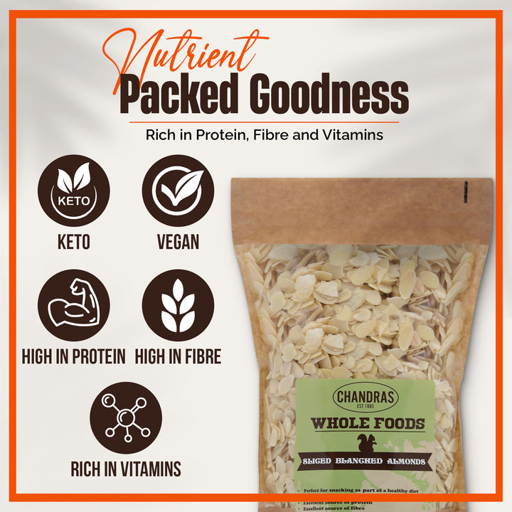 Chandra Whole Foods - Almond Flakes 1KG – Blanched & Sliced Almond Slivers