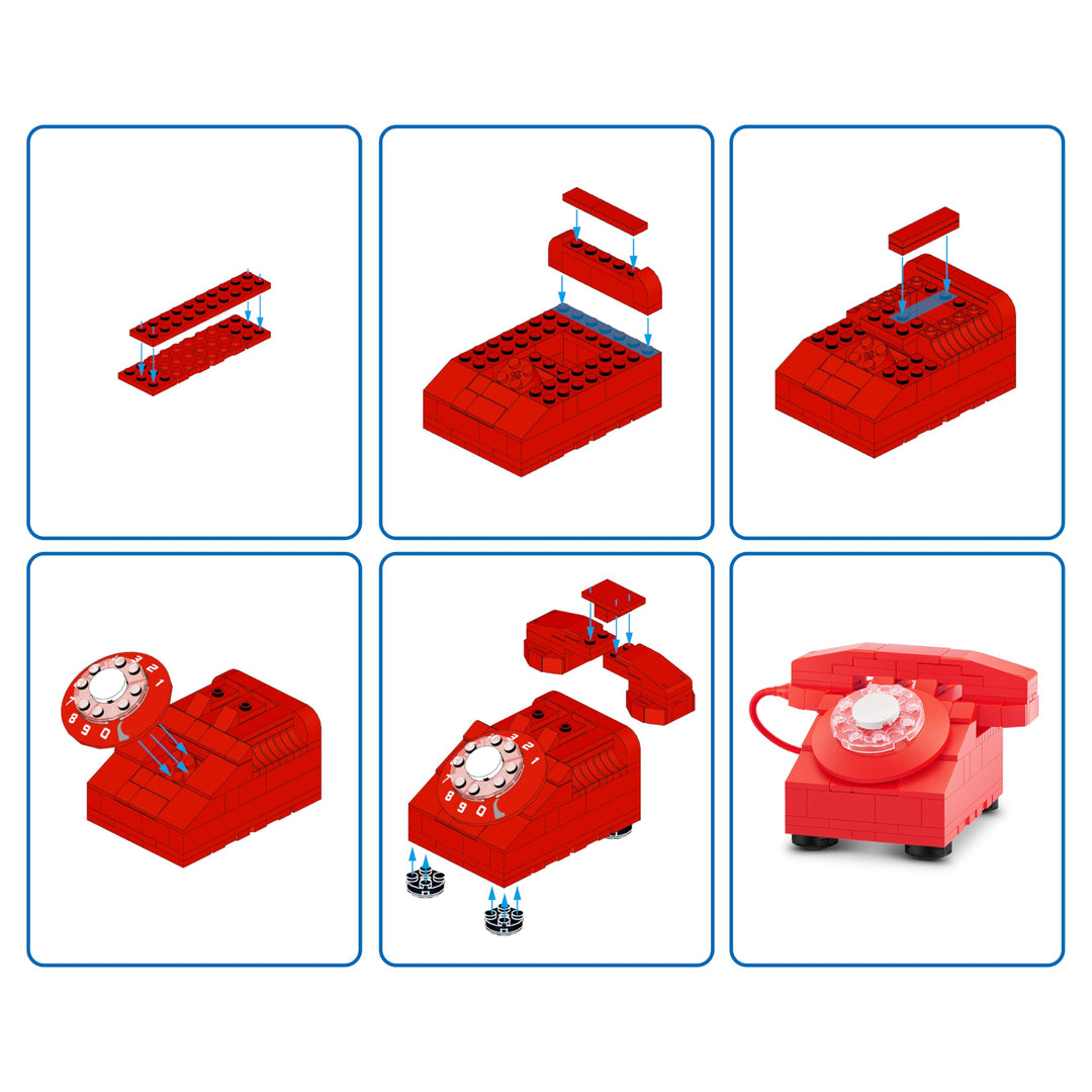 MAX Premium Retro Building Bricks - Telephone Design, 256-Piece Collectible Set for Ages 3+