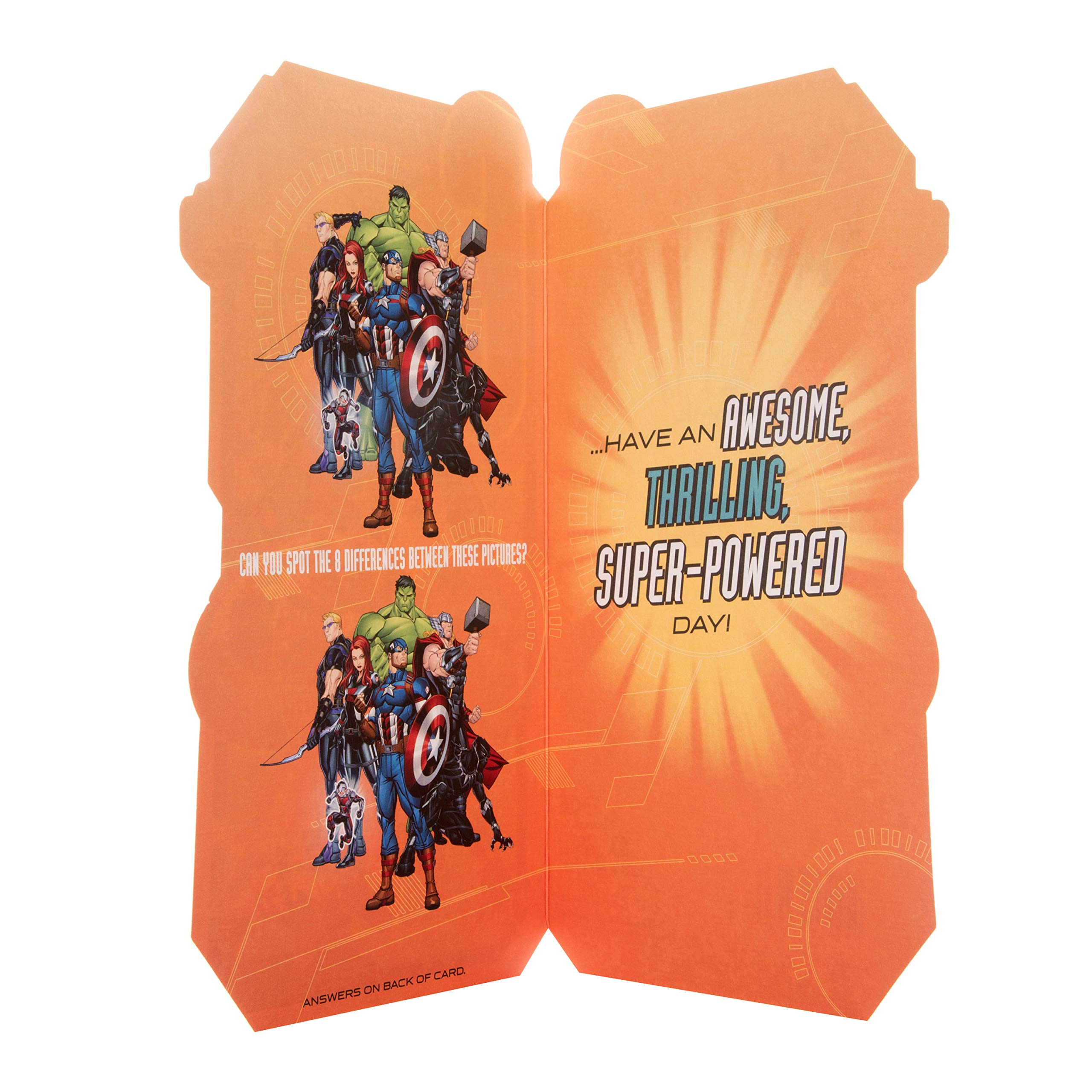 Hallmark Age 6 Birthday Card - Marvel Avengers Die-Cut with Gold Foil | Blue Envelope 3
