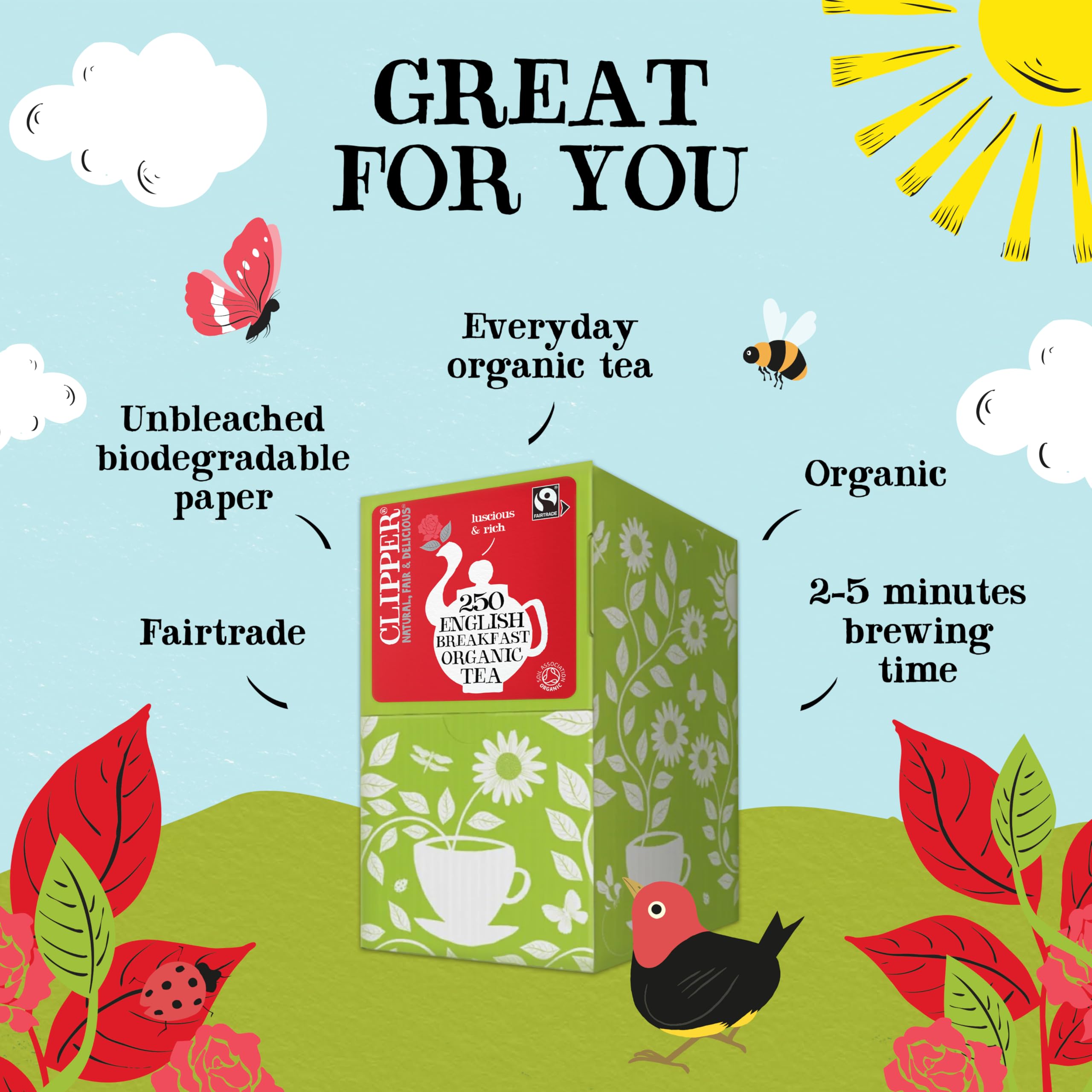 Clipper - Organic English Breakfast Tea Bags 250 Individually Wrapped 7