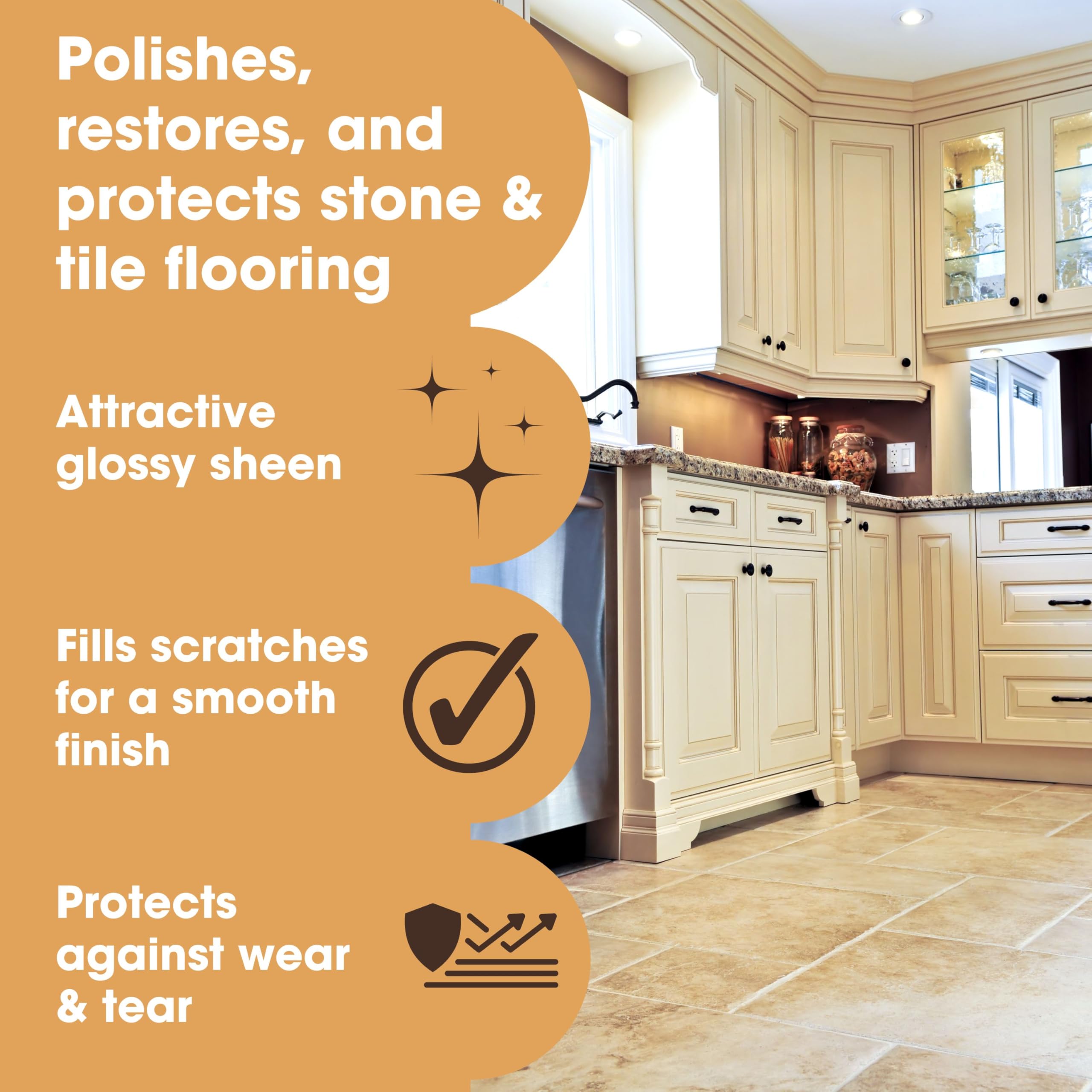 Furniture Clinic Stone & Tile Floor Polish - 500ml Glossy Sheen | Non-Slip | Restores Scratches