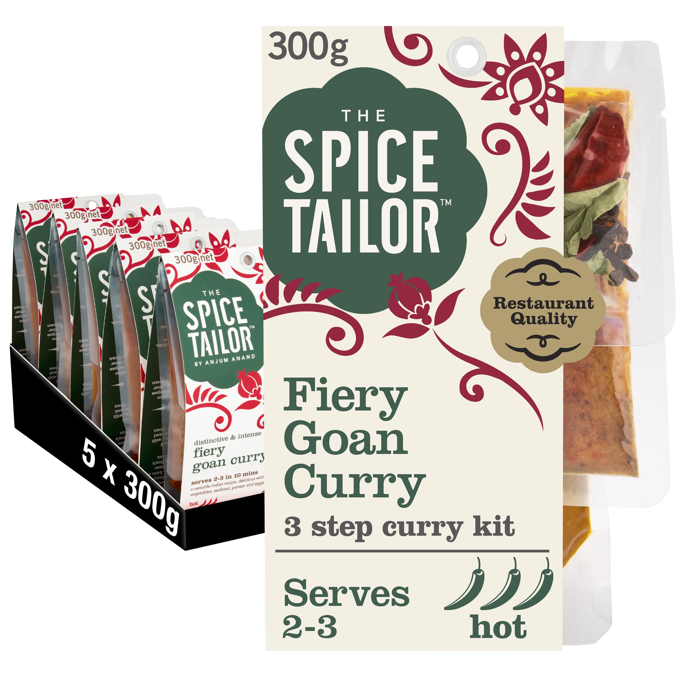 The Spice Tailor - Fiery Goan Curry Indian Curry Sauce Meal Kit, Pack of 5 1