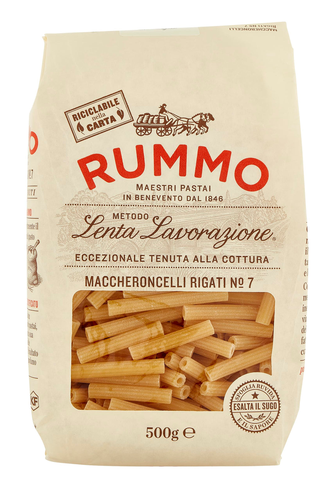 Rummo Maccheroncelli Rigati No. 7 – 500g Ridged Italian Pasta