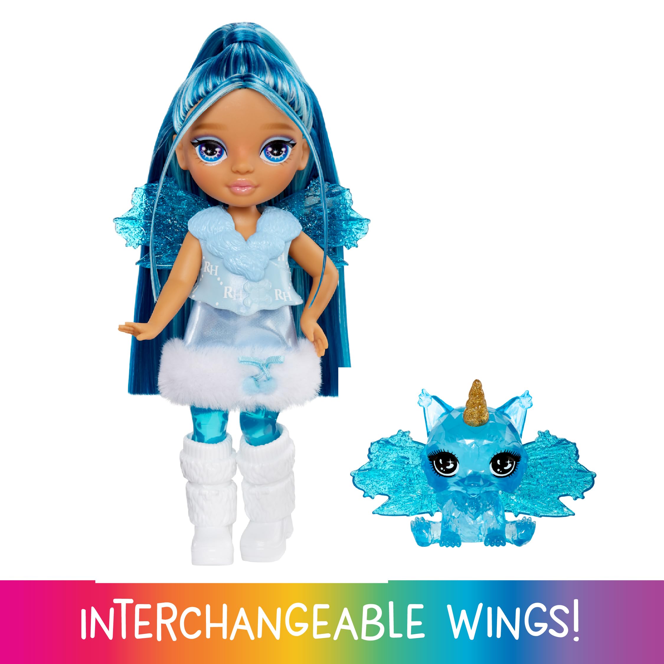 Rainbow High Littles Sapphire Fairy Doll - 14cm Posable, Interchangeable Wings | Fantasy Pet Included | Ages 4+