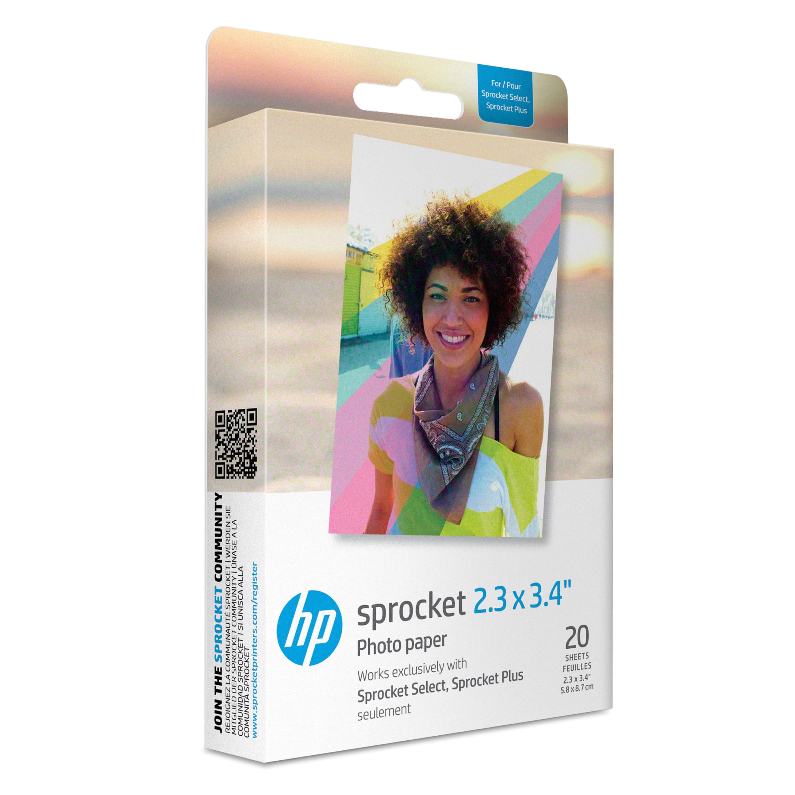 HP Premium Zink Photo Paper - 2.3 x 3.4 inch, Sticky Back, 20 Sheets | Smudge Resistant 1