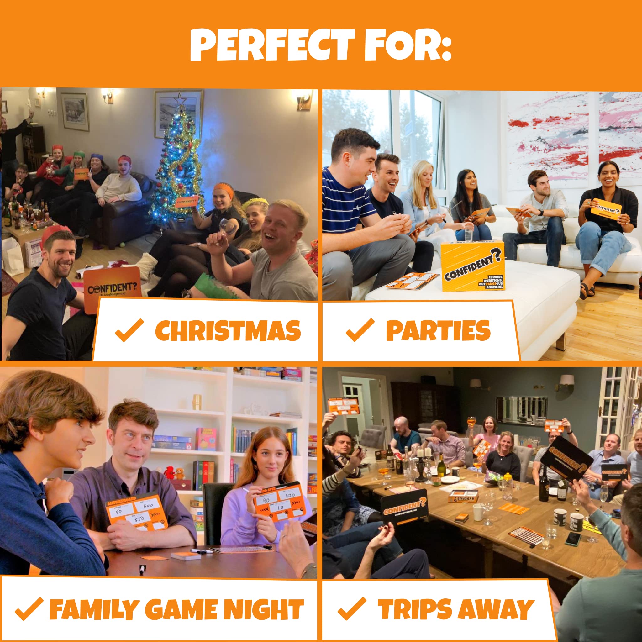 CONFIDENT? Board Game - Trivia Quiz Game with Range-Based Scoring for Families, Adults & Kids 3