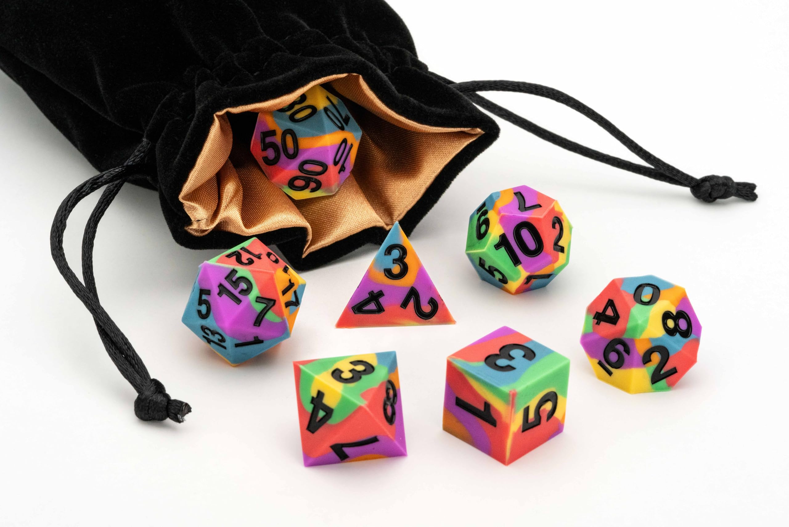 Metallic Dice Games FanRoll Pride Sharp Edge 16mm Silicone Rubber Polyhedral Dice Set 4