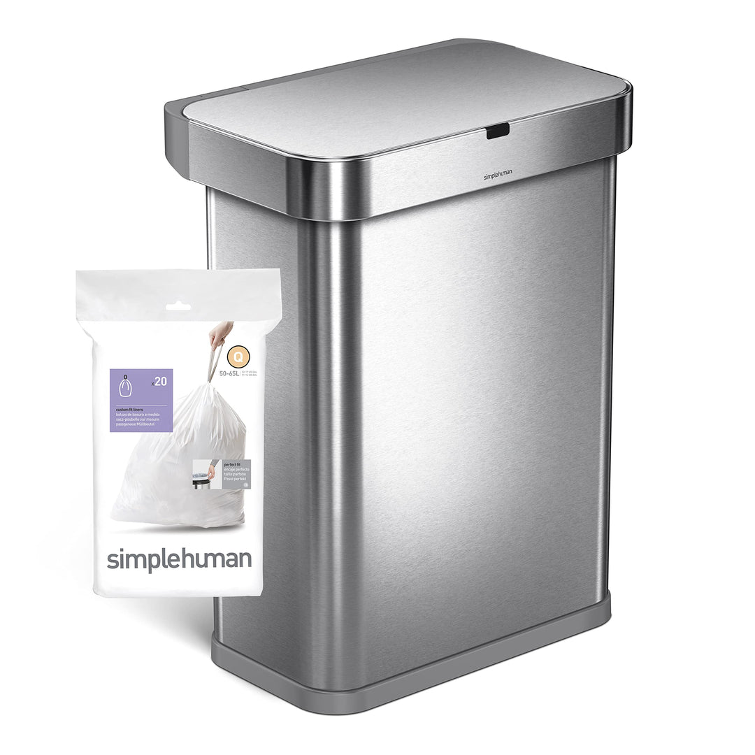 simplehuman Code Q Custom Fit Bin Liners, White Plastic (Pack of 20)