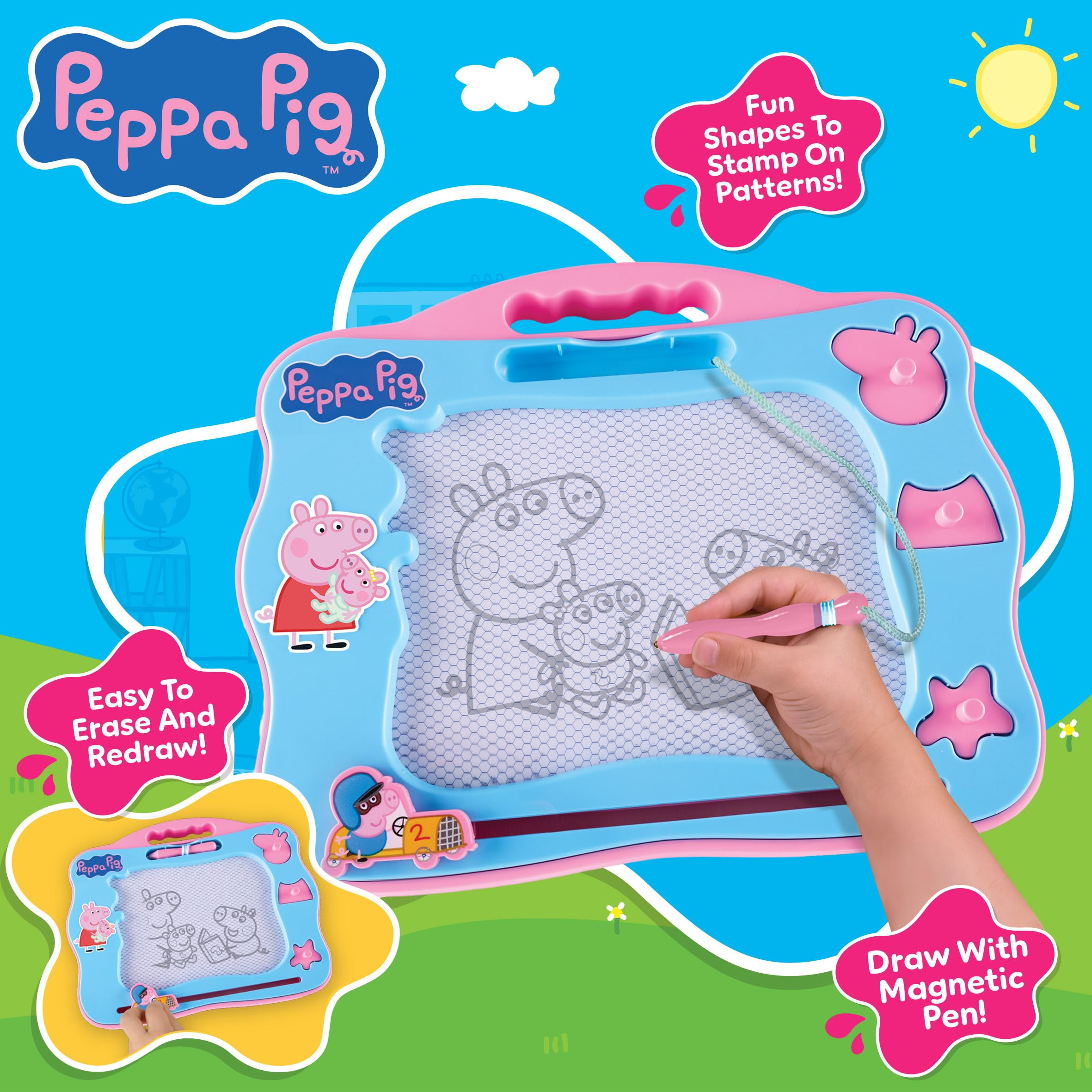 Peppa Pig Travel Magnetic Scribbler - Mess-Free Drawing | Includes 3 Stamps | Ages 3+ 3