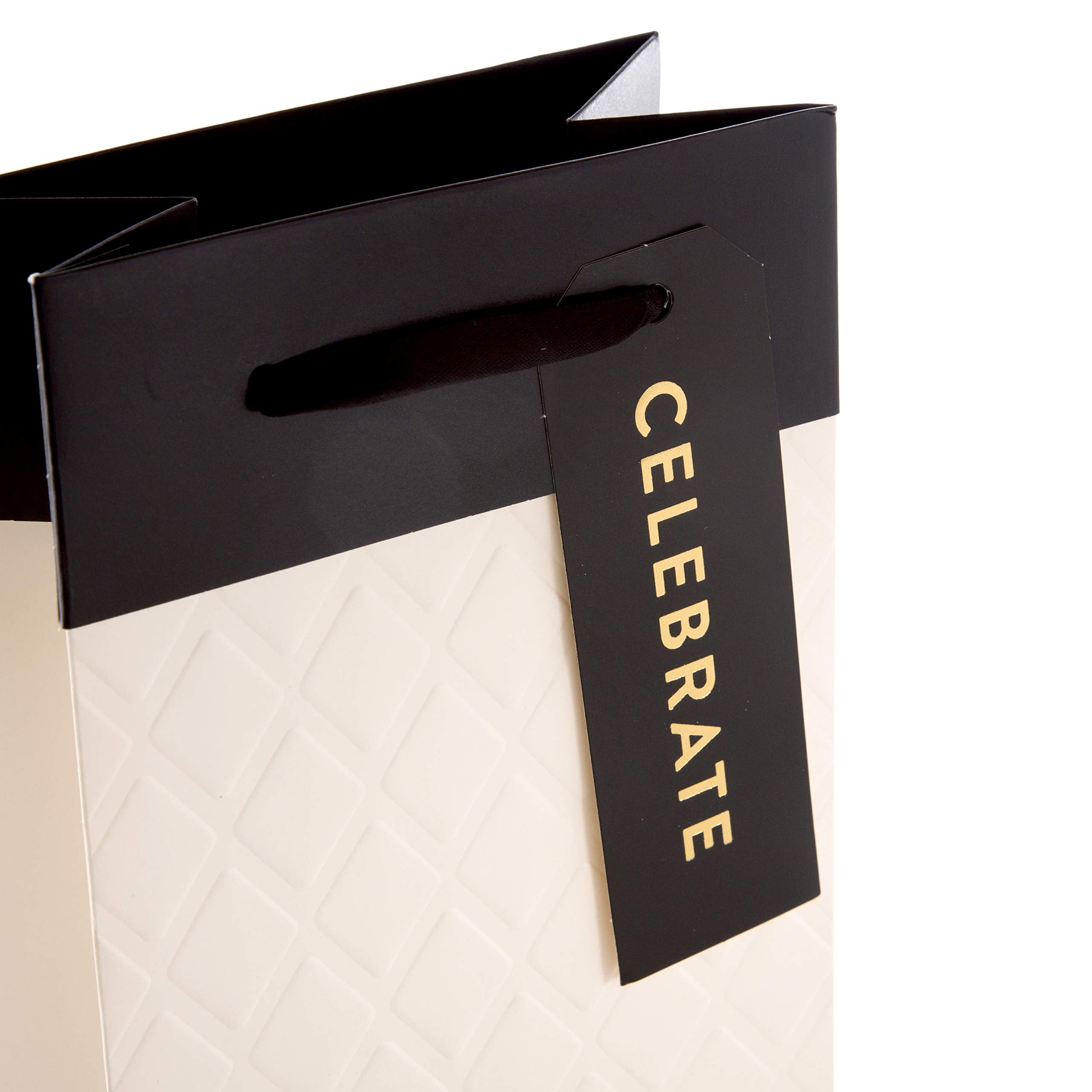 Hallmark Multi-Occasion Bottle Gift Bag - Quilted Ivory Embossed Design | 32.7cm x 13.3cm x 8.2cm 3