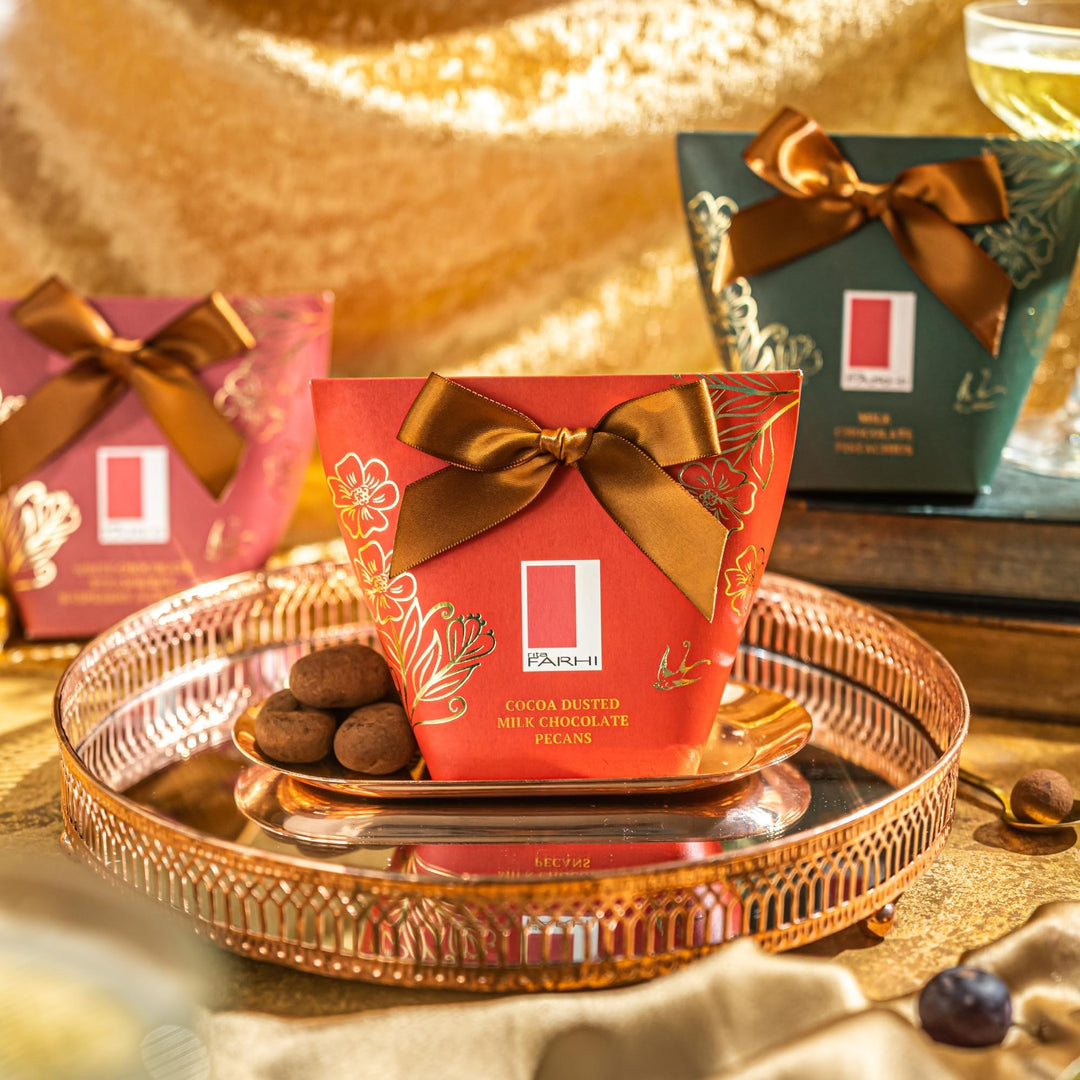 Rita Farhi Dark Chocolate Coated Ginger in Gift Box with Bow, 130g