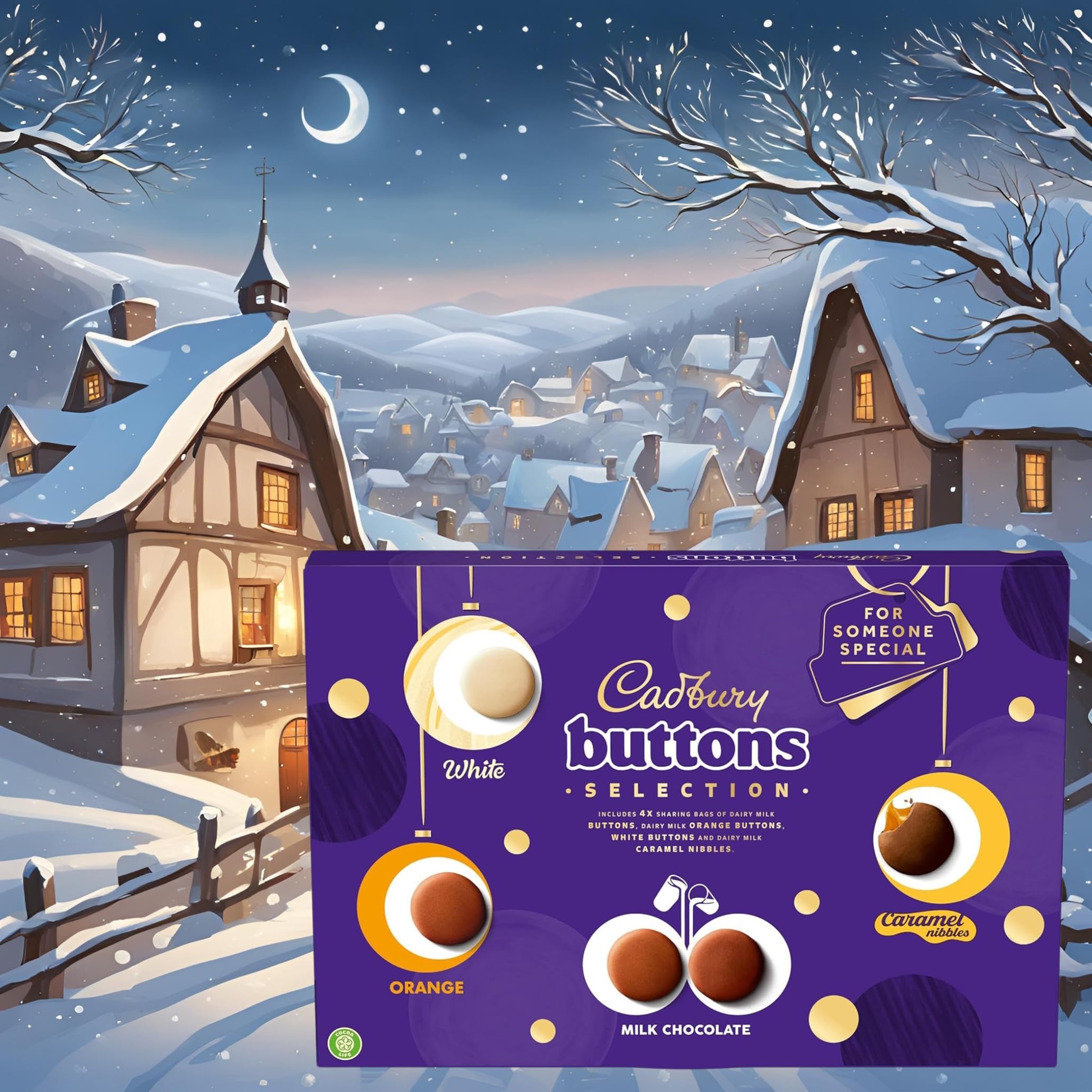 Cadbury Buttons Selection Box, Festive Chocolate Selection with Milk, Orange, and Caramel 4