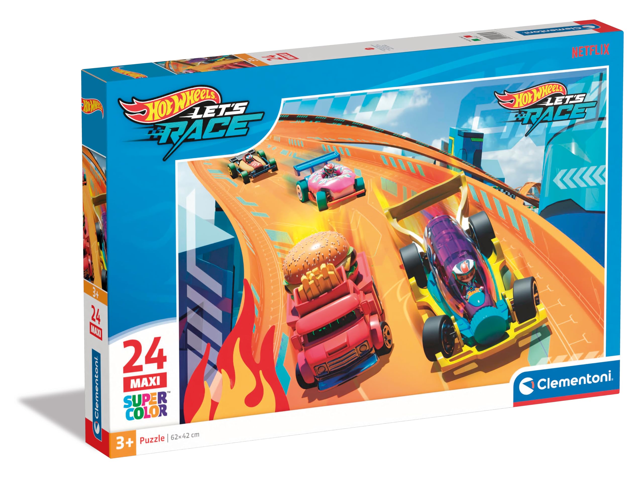 Clementoni Hotwheels 24-Piece Maxi Supercolor Puzzle for Kids 3-5 Years 6