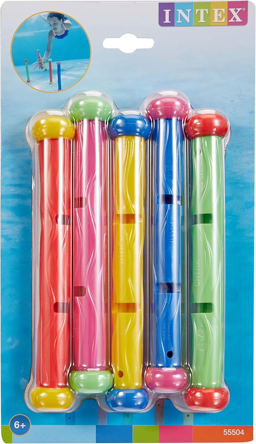 Intex Summer Fun Dive Sticks - Pack of 5 Soft Flexible Pool Toys for Kids 6+