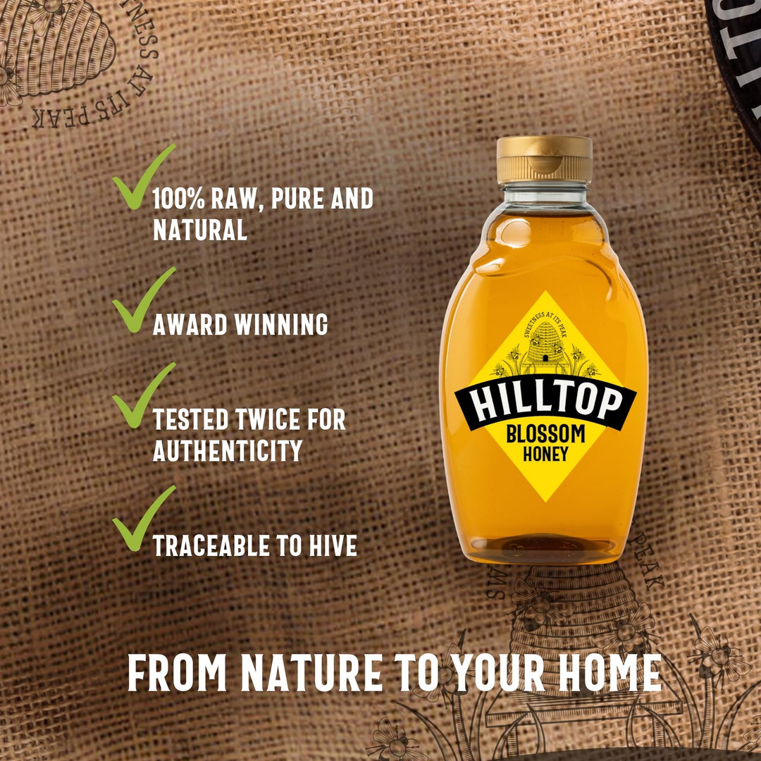Hilltop Honey Blossom Honey 720g Squeezy Bottle - Pure Natural Honey