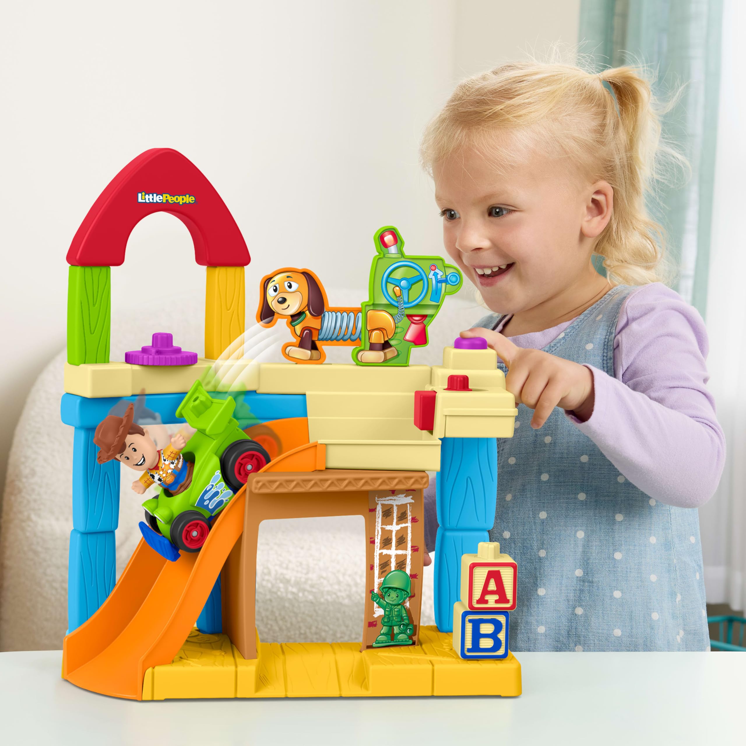 Fisher-Price Little People Toy Story Andy’s Room Playset with Woody Figure and RC Vehicle | Ages 18m+ 2