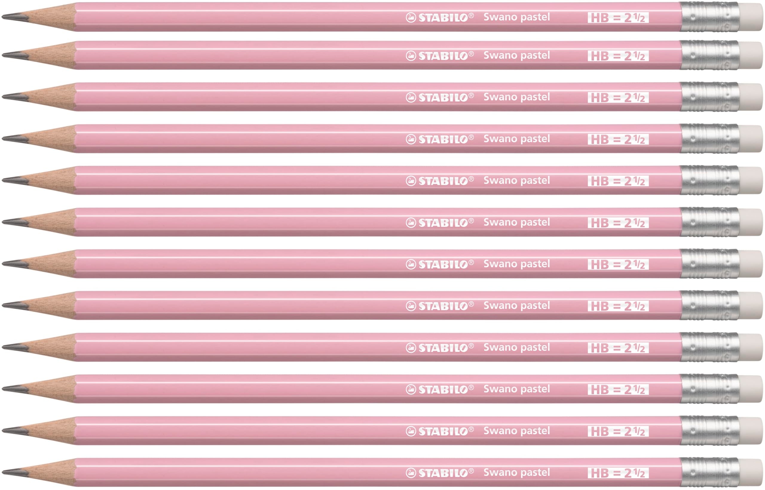 STABILO Swano Pastel Graphite Pencil with Eraser - HB Lead - Pack of 12 - Pink 1