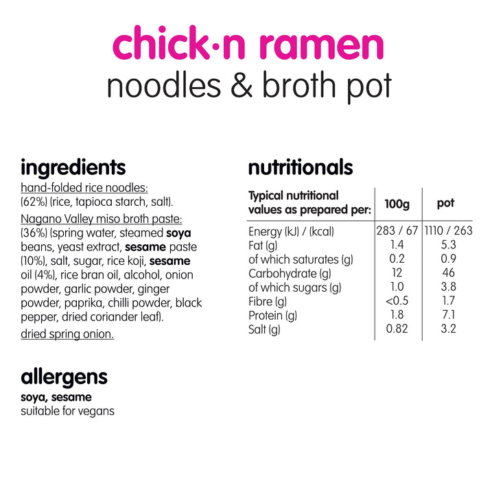 Itsu Chickn Ramen Instant Noodles & Broth Pot 64g - Pack of 6 | Gluten Free | Vegan | Quick-to-Make Snack