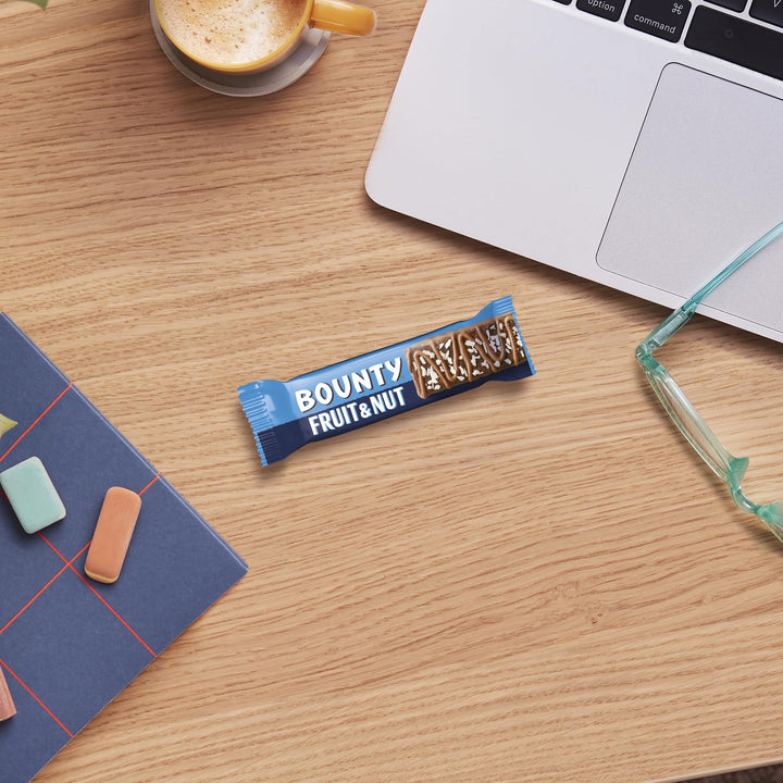 Bounty Triple Treat Fruit & Nut Chocolate Bars, Milk Chocolate Snacks with Dates, Raisins & Peanuts, 18-Pack