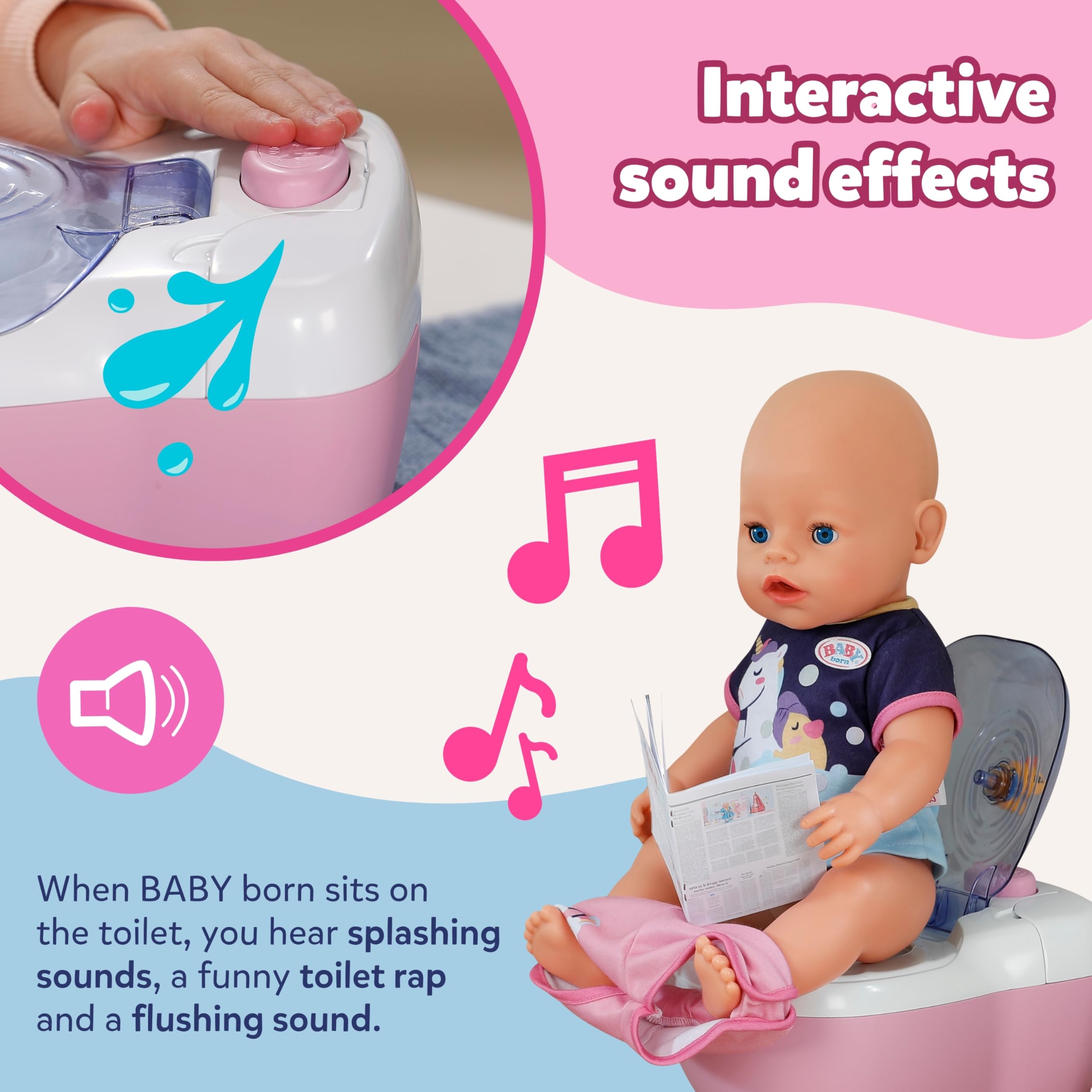 BABY born Toilet - Doll Toilet with Flushing Sounds, Toilet Song & Accessories 7