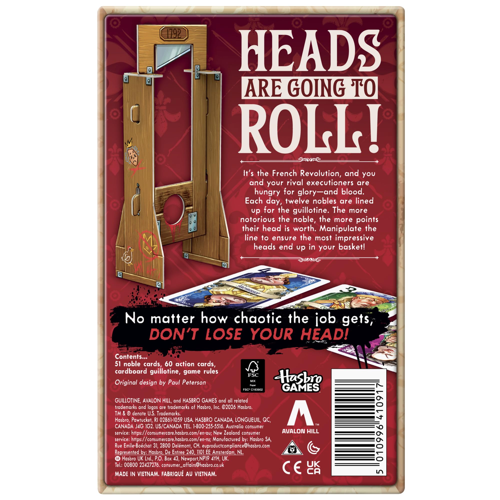 Hasbro Gaming Guillotine Card Game - Strategy, Party, 2-5 Players, Ages 12+