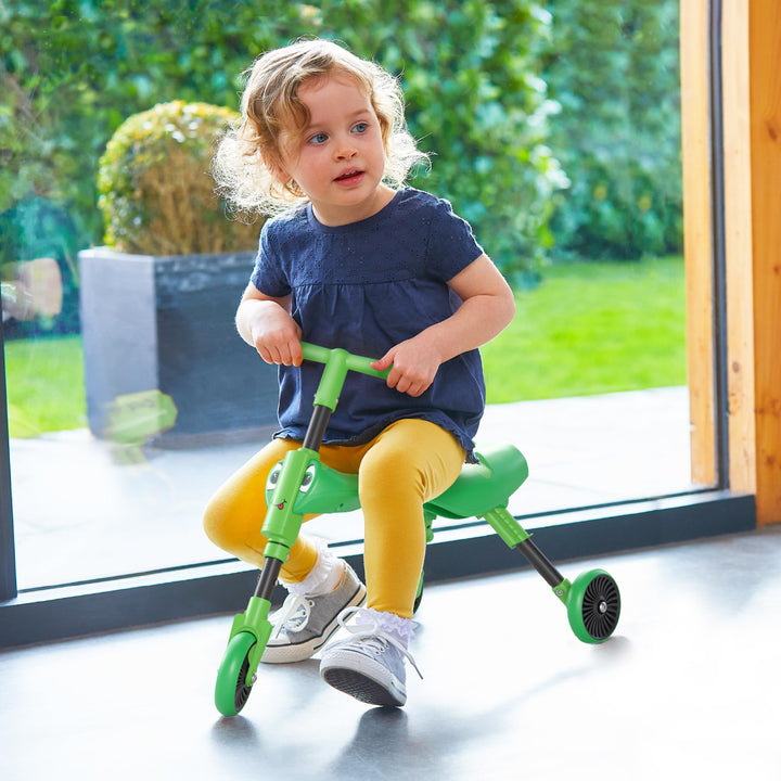 Scuttlebug 3-Wheel Foldable Ride-On Tricycle - Grasshopper Design for 1-3 Year Olds