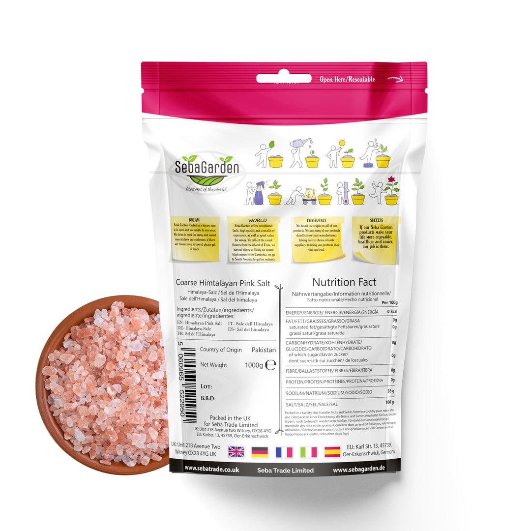 Seba Garden - 100% Pure Himalayan Pink Salt (Extra Fine, 1kg Resealable Doypack)