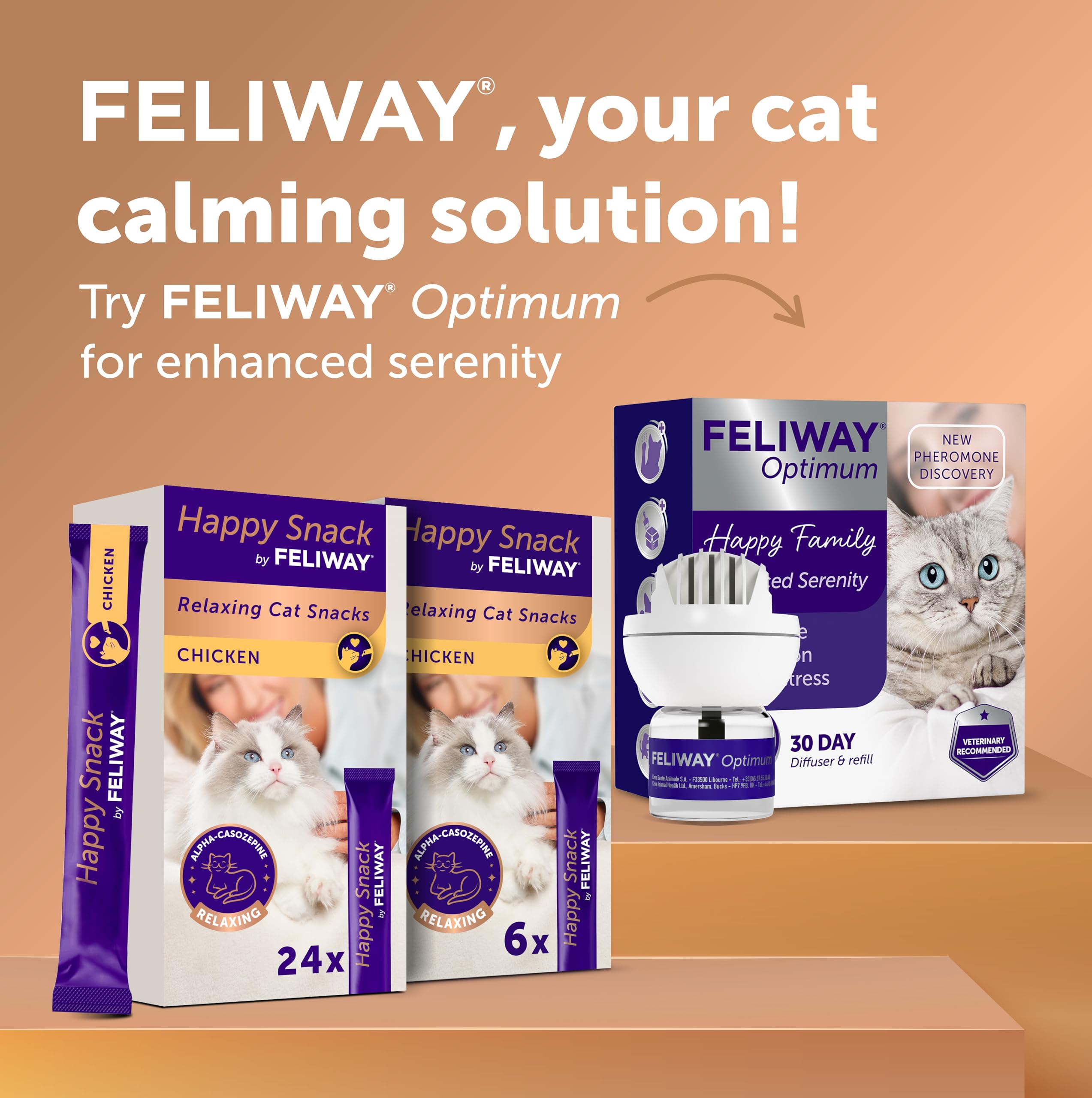 Feliway Happy Snack for Cats - Chicken Flavor Calming Treats | Box of 24 Sticks 9