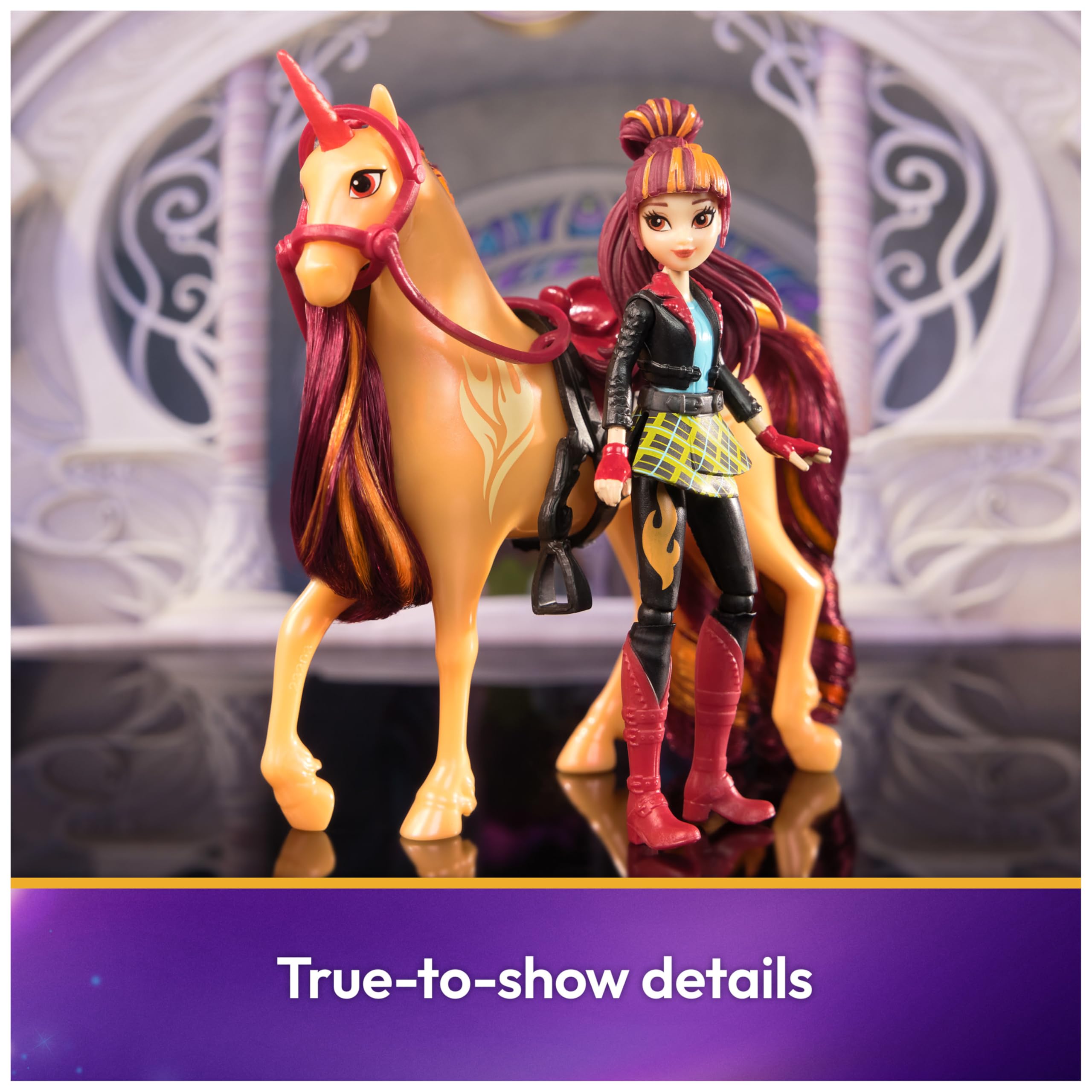 Unicorn Academy Valentina & Cinder Playset with 2 Riding Accessories and Hair Styling Tool | Ages 4+ 3