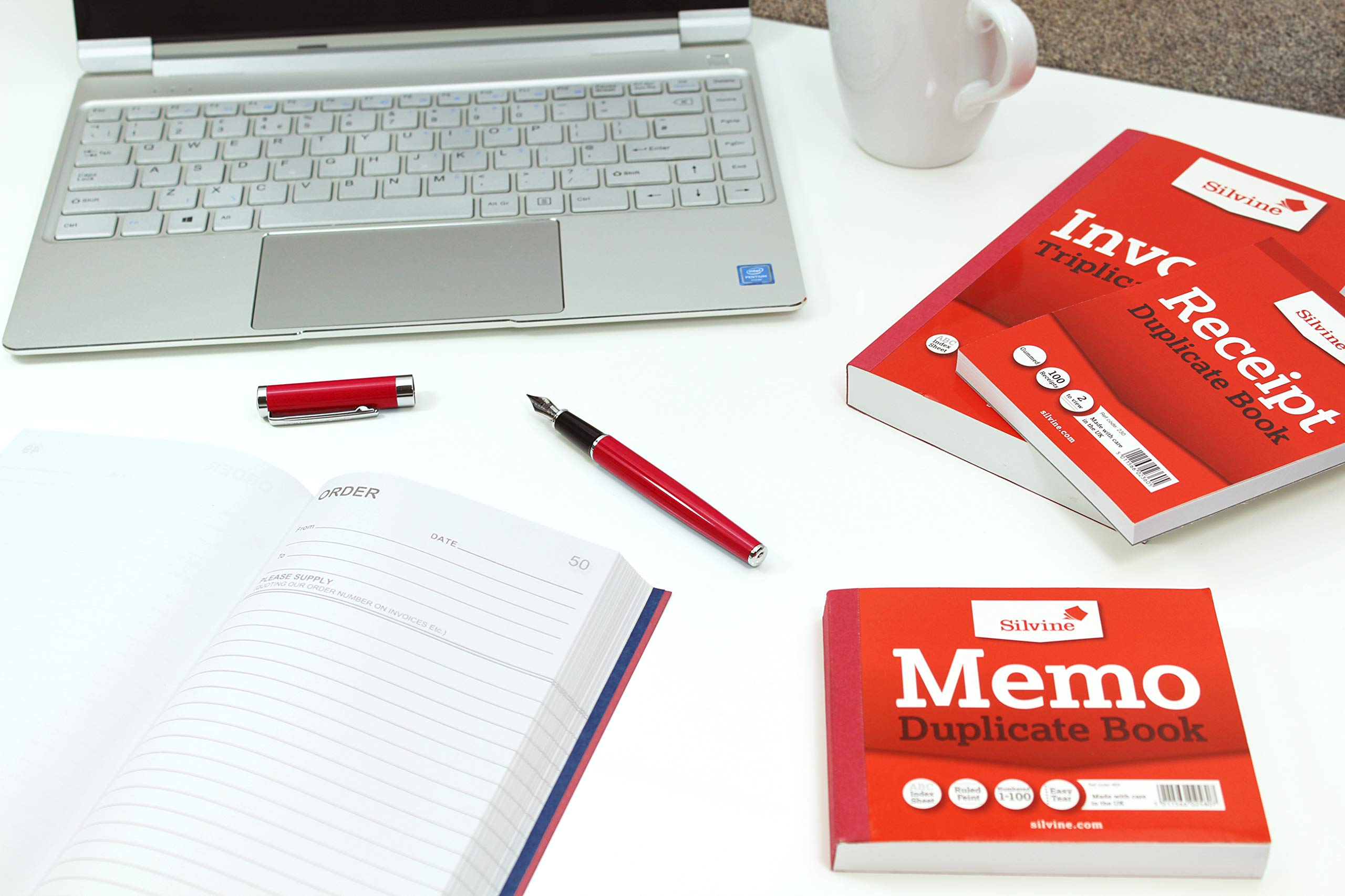 Silvine Duplicate Invoice Book - 4x5' Size, Numbered 1-100, Red Cover | Sinclairs Model 616 4