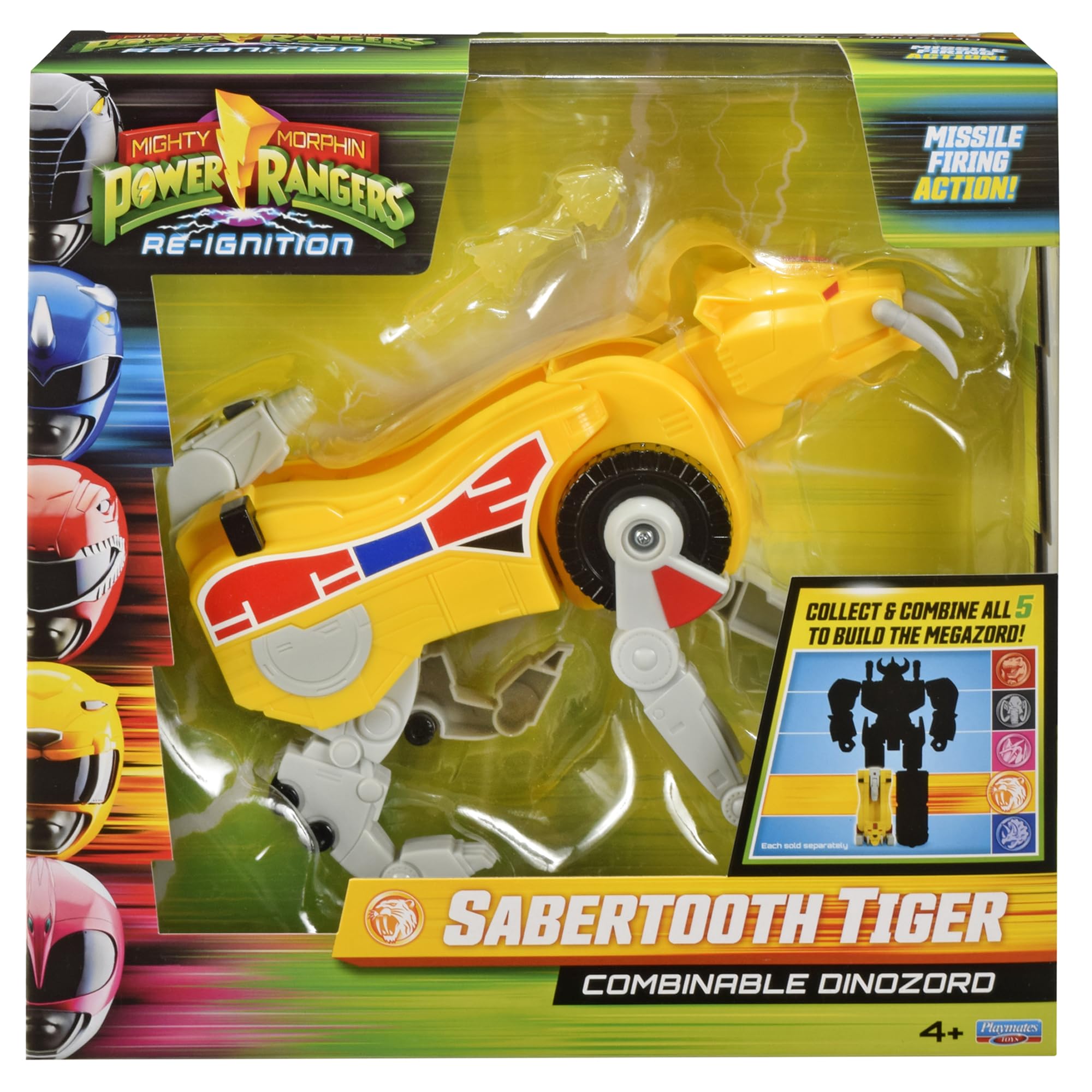 Playmates Power Rangers Re-Ignition Sabertooth Tiger Combinable Dinozord Action Figure | Ages 4+