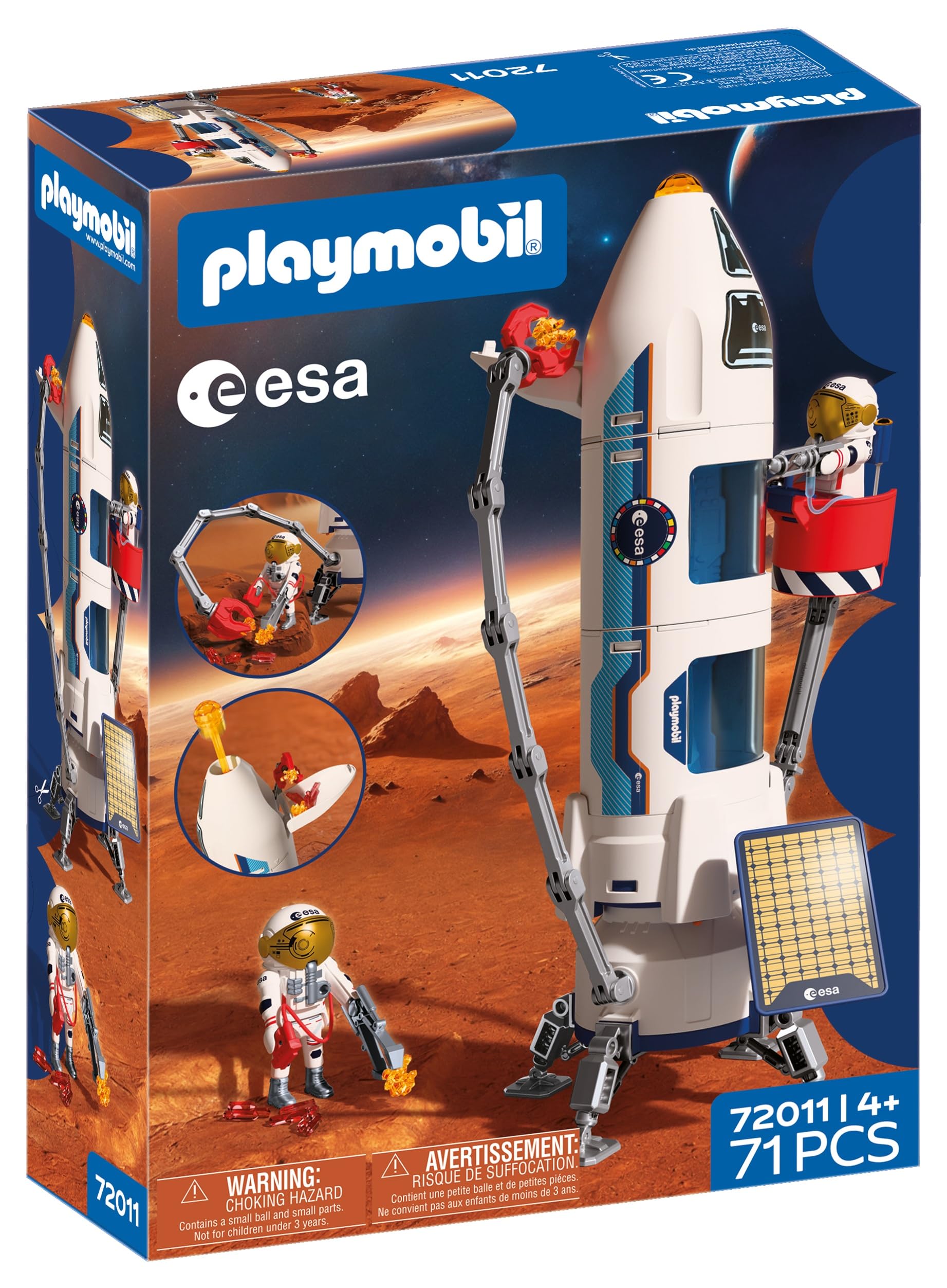 Playmobil Space ESA Mars Research Rocket Playset | Modular Rocket | Ages 4+ | 71 Pieces