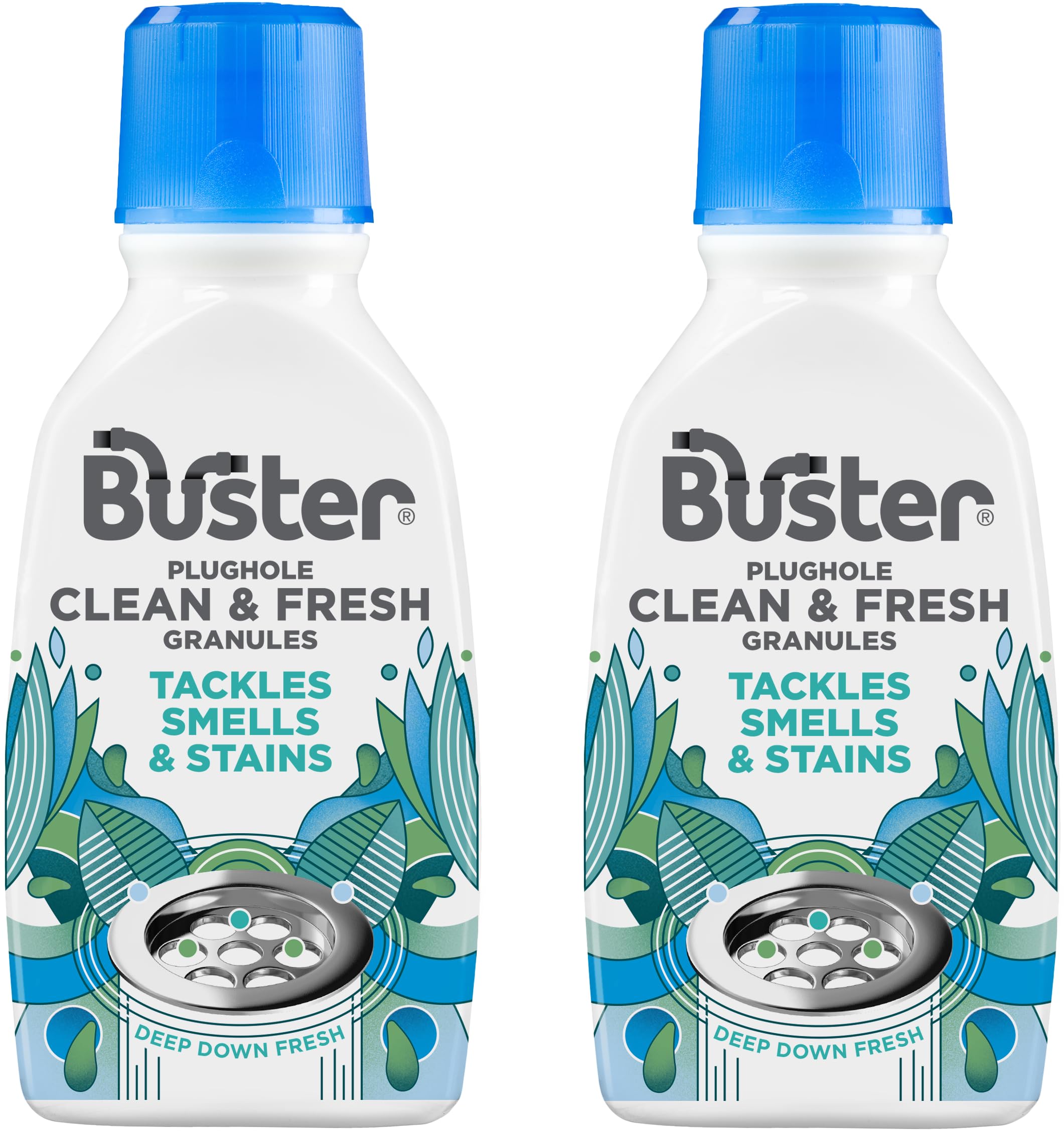 Buster Clean &amp; Fresh Granulat, 2er-Pack – Tiefenreinigungsreiniger für Abflüsse, Spülbecken, Geschirrspüler und Waschmaschine mit Eukalyptus-Frische