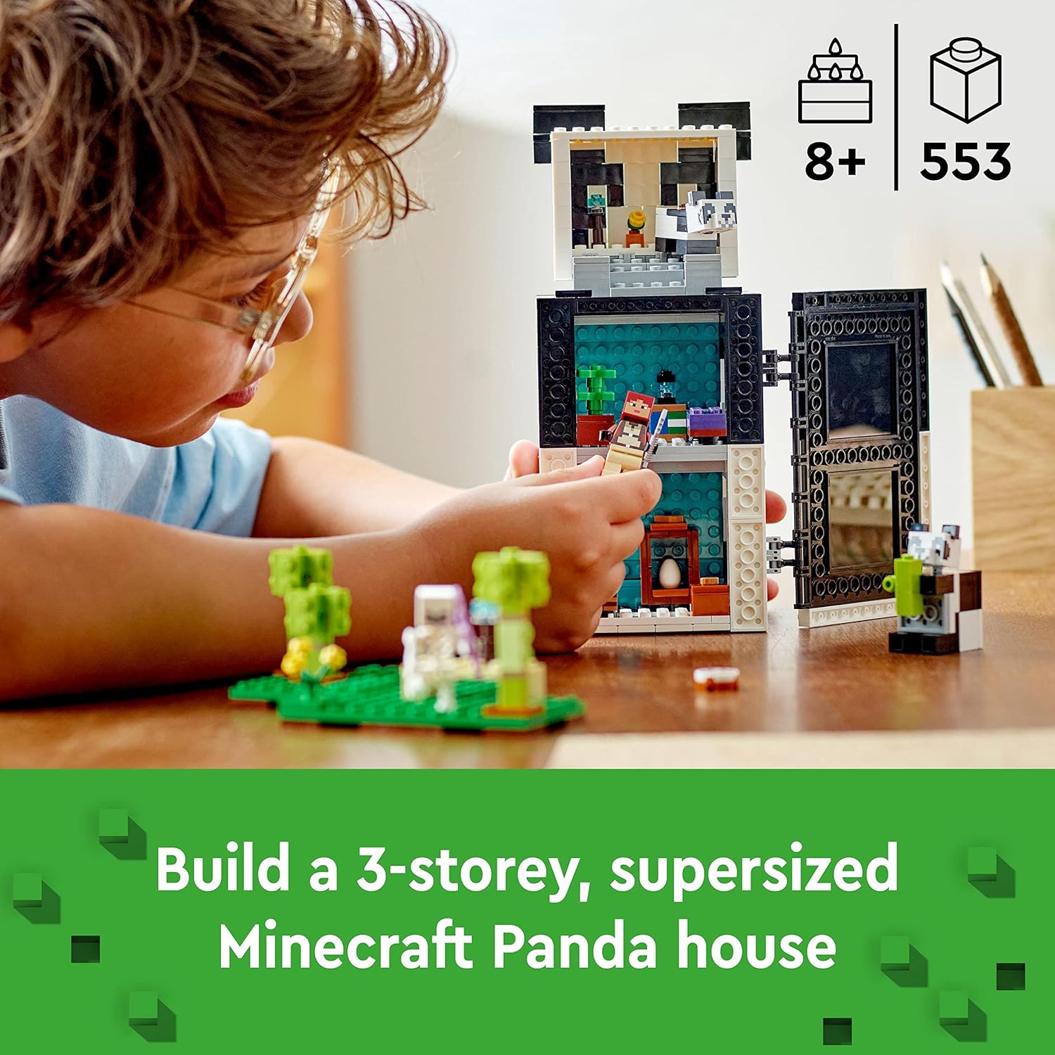 LEGO 21245 Minecraft The Panda Haven Set - 3-Floor Movable Panda House Playset for Kids 8+ 3