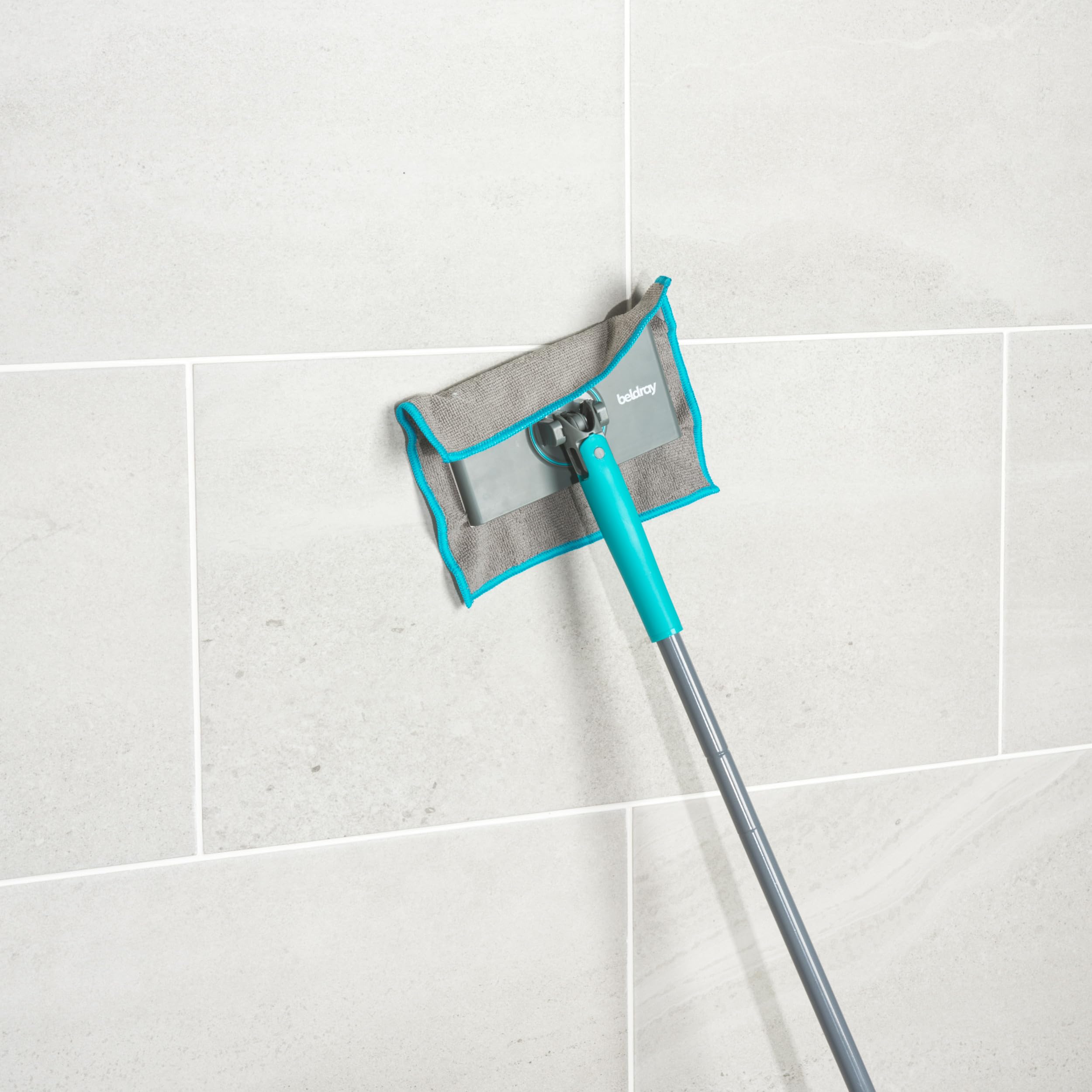 Beldray Anti-Bac Clip-to-Grip Bathroom Mop - Large Mop Head, 360° Handle, Includes 4 Cloths 9